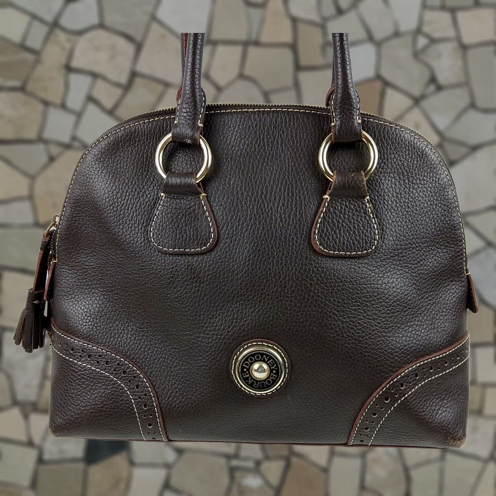 Dooney & Bourke Dooney & Bourke Pebbled Leather Satchel Shoulder Handbag Purse Brown Medium Women Bag Satchel Leather Brown Pebble Pattern 90s? Size ONE SIZE - 1 Thumbnail