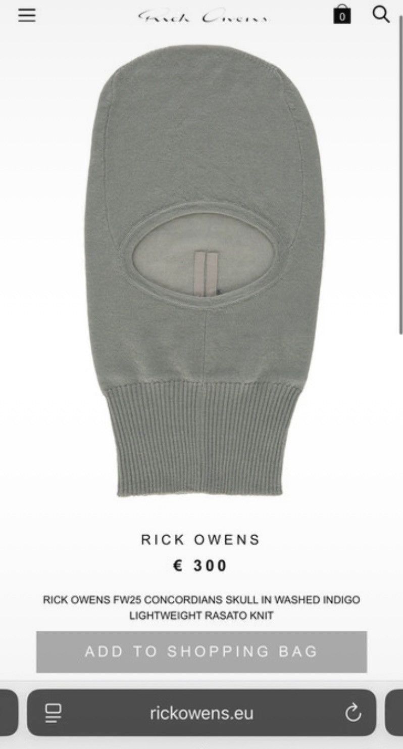 Rick Owens SS24 Rick Owens Lido balaclava grail skull hat Size ONE SIZE - 3 Thumbnail
