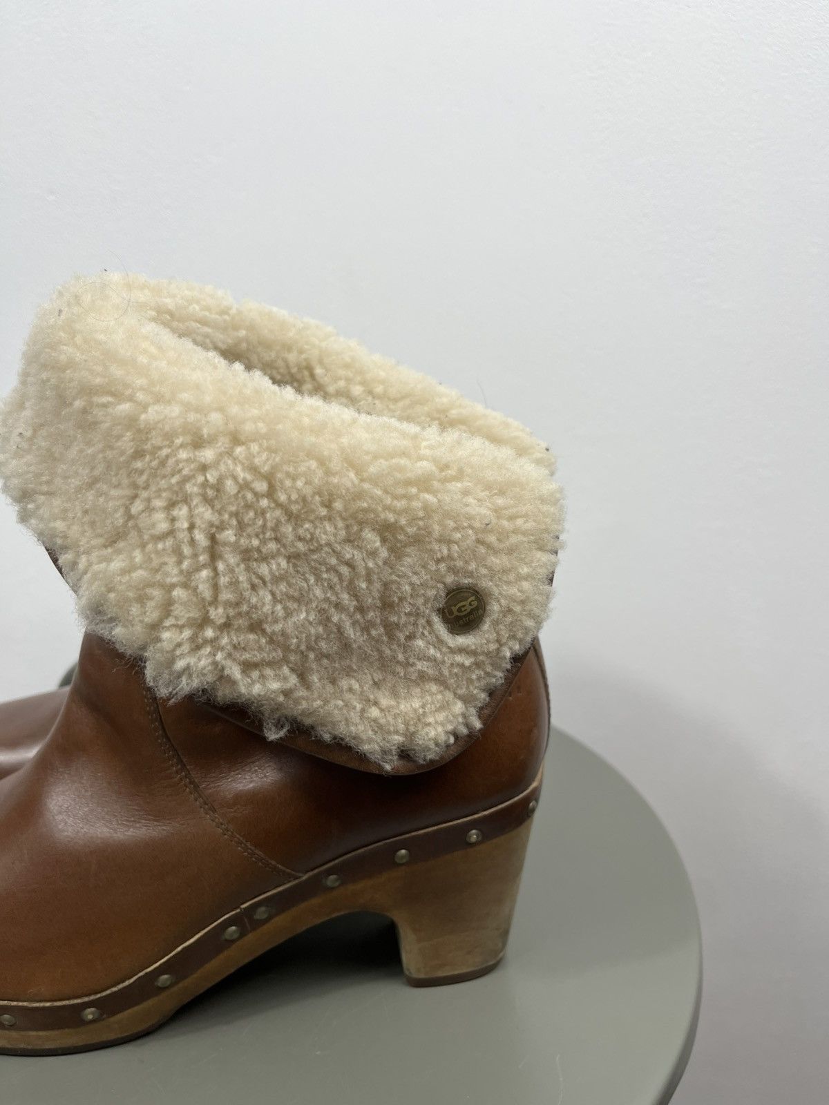 Ugg UGG Shearling Lined Leather Clog Boots Wooden Heel EU 38 US7 Size US 7 / IT 37 - 6 Thumbnail