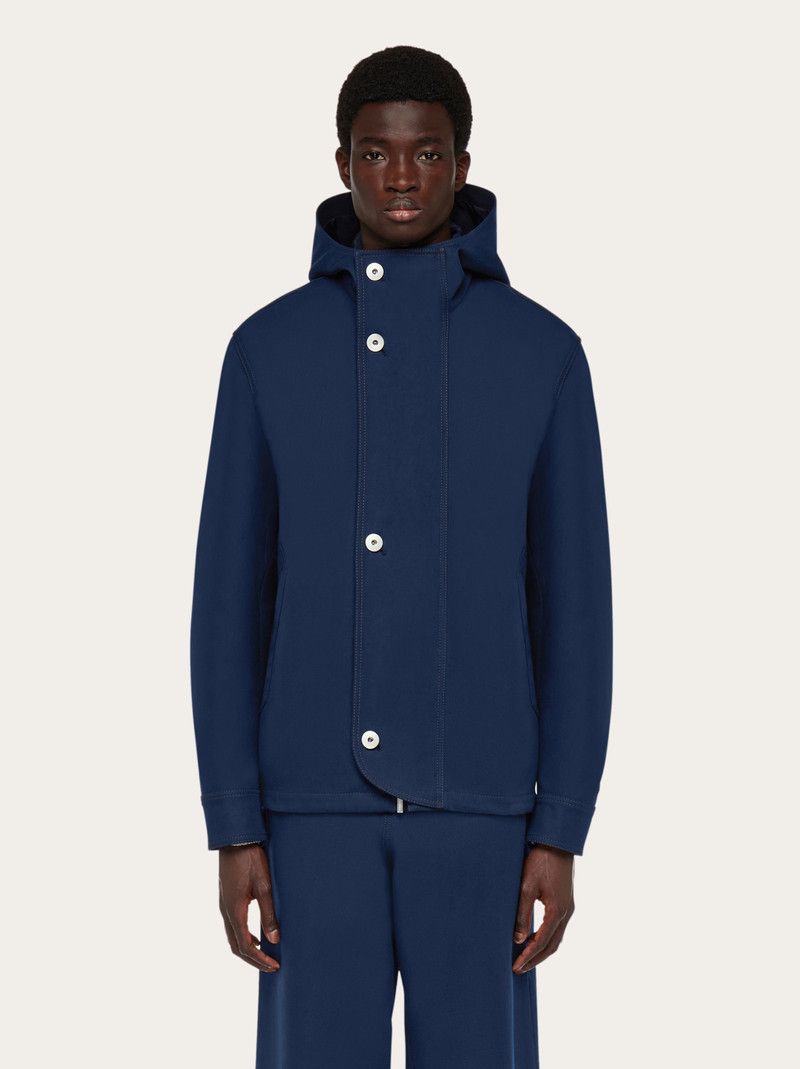 Salvatore Ferragamo o1s1rm0126 Denim Hooded Blouson Jacket in Blue Size US S / EU 44-46 / 1 - 2 Thumbnail