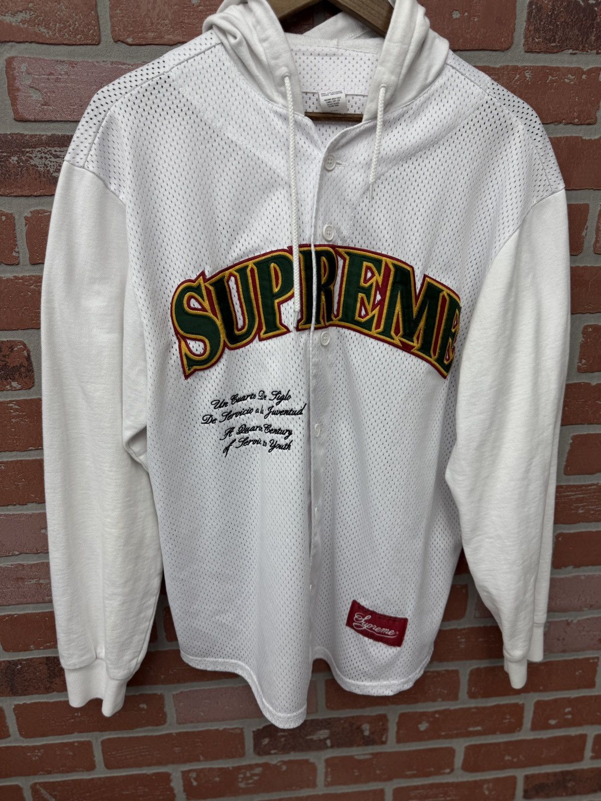 Supreme Supreme White Mesh Jersey Hoodie Size Medium 🧼 Size US M / EU 48-50 / 2 - 3 Thumbnail