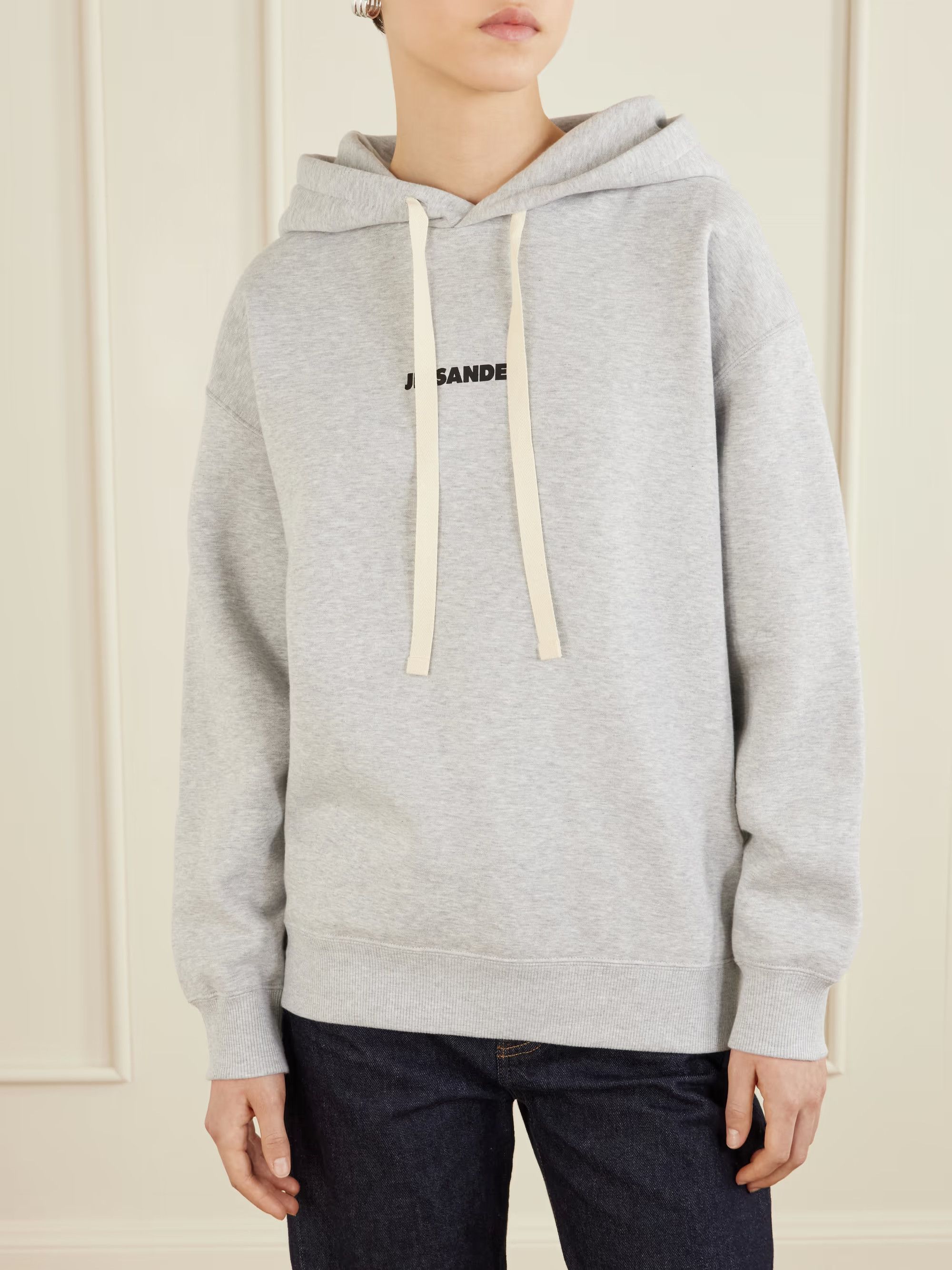 Jil Sander o1loc1c0426 Printed Cotton Jersey Hoodie in Grey Size US XL / EU 56 / 4 - 3 Thumbnail