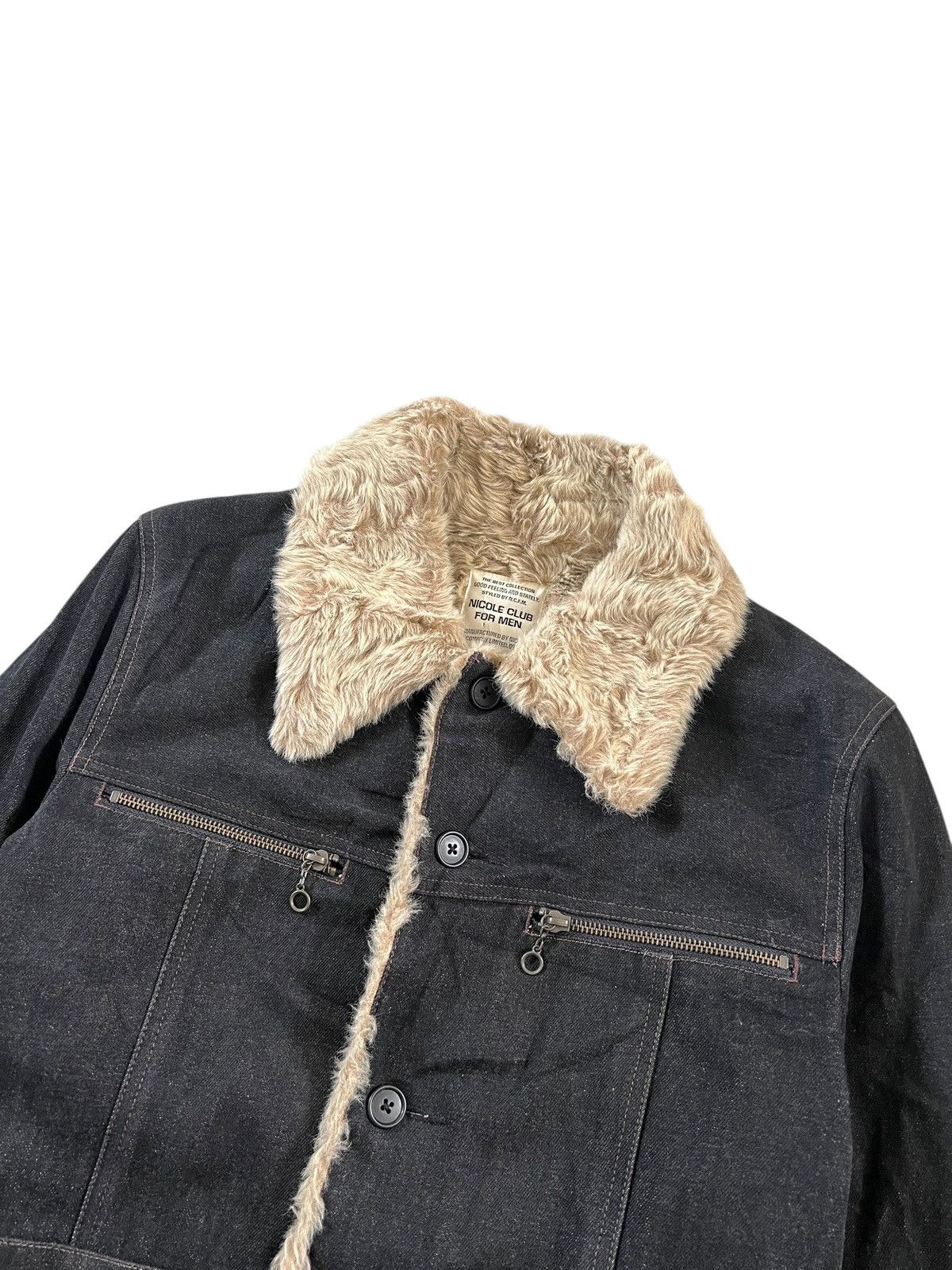 Japanese Brand 1990s Nicole Club For Men Fur Denim Chore Jacket Size US L / EU 52-54 / 3 - 3 Thumbnail
