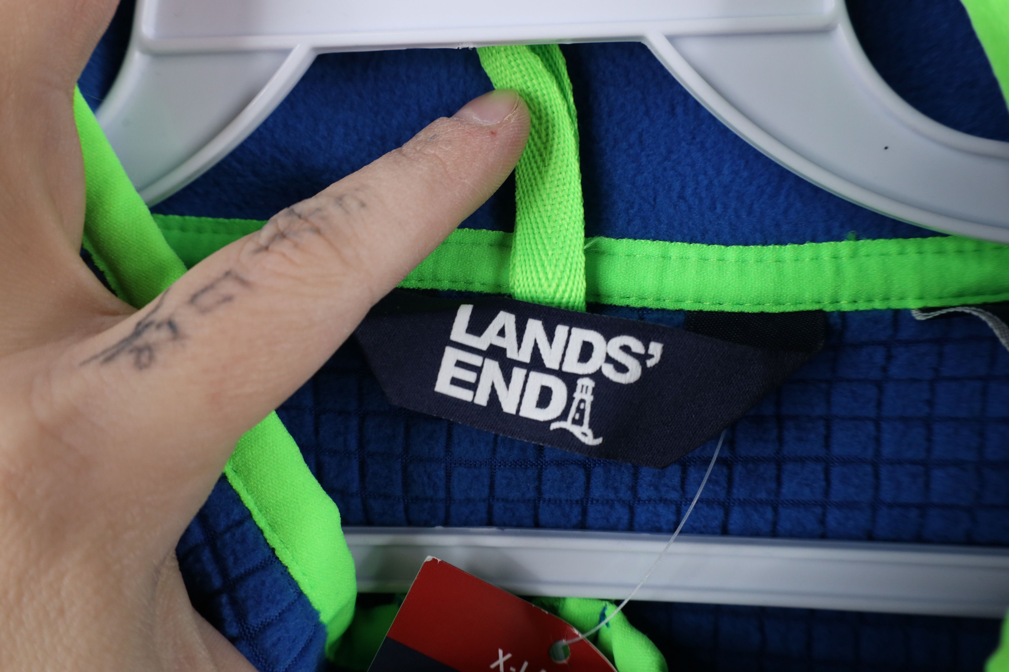 Lands' End × Vintage New Lands End Grid Fleece Full Zip Jacket Blue Polyester Size US XL / EU 56 / 4 - 10 Thumbnail