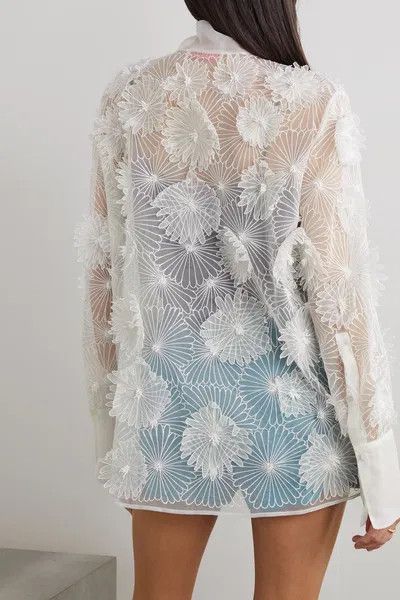 Valentino o1y0326 Silk Shirt in White Size M / US 6-8 / IT 42-44 - 3 Thumbnail
