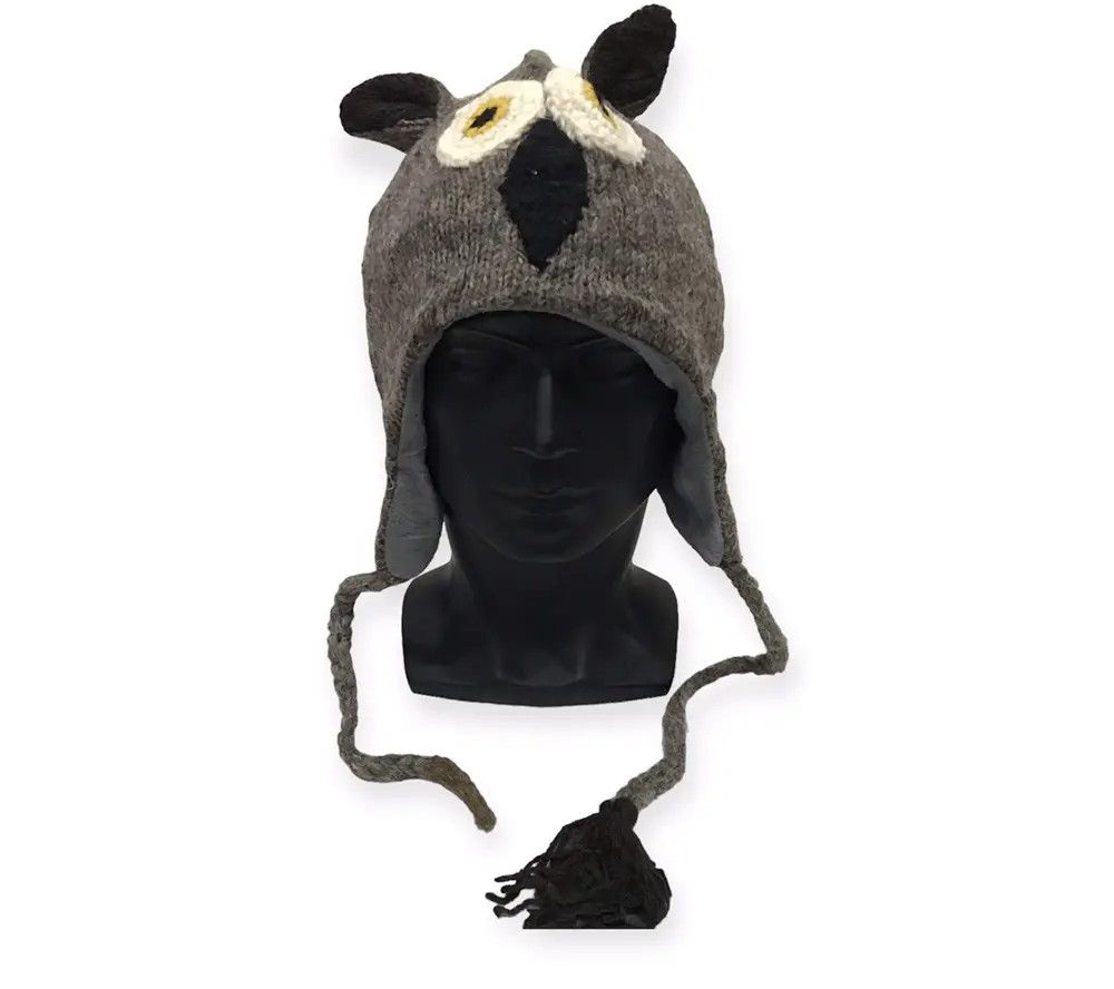 Amina Owl Face Bunny Horn Beanie Hat