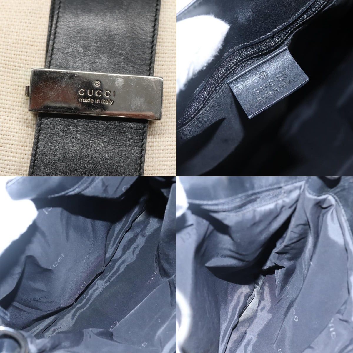 Gucci GUCCI Shoulder Bag Canvas Leather White Black Size ONE SIZE - 11 Thumbnail