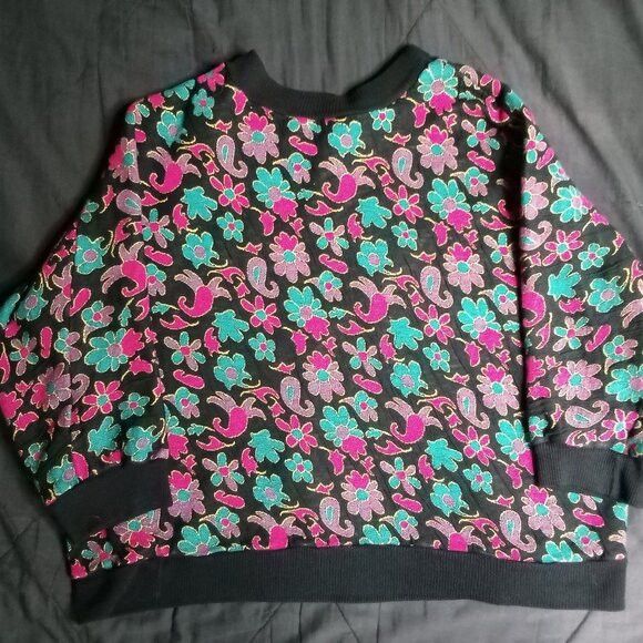 Other Vintage Loom Wear Floral AOP Crewneck Sweatshirt Size L / US 10 / IT 46 - 2 Thumbnail