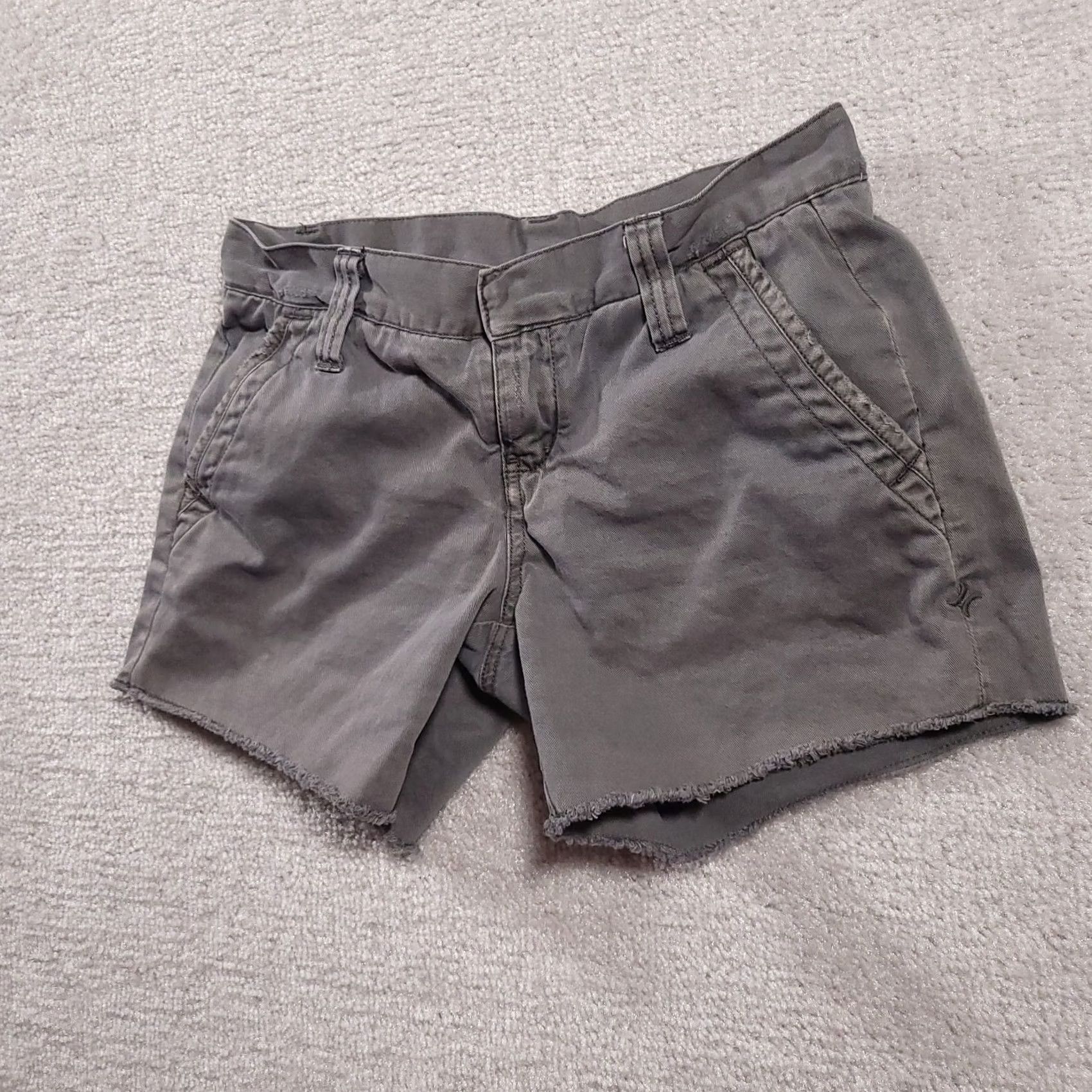 Hurley Hurley Low Rise Chino Shorts Women's 0 Gray Flat Front Cotton Frayed Hem Size 26" / US 2 / IT 38 - 2 Thumbnail