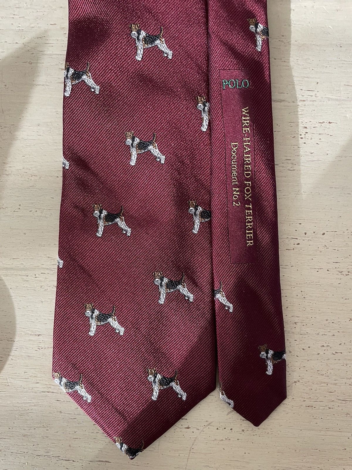 Polo Ralph Lauren × Vintage Rare Wire-Haired Fox Terrier Document No. 2 Print Silk Tie Size ONE SIZE - 2 Thumbnail