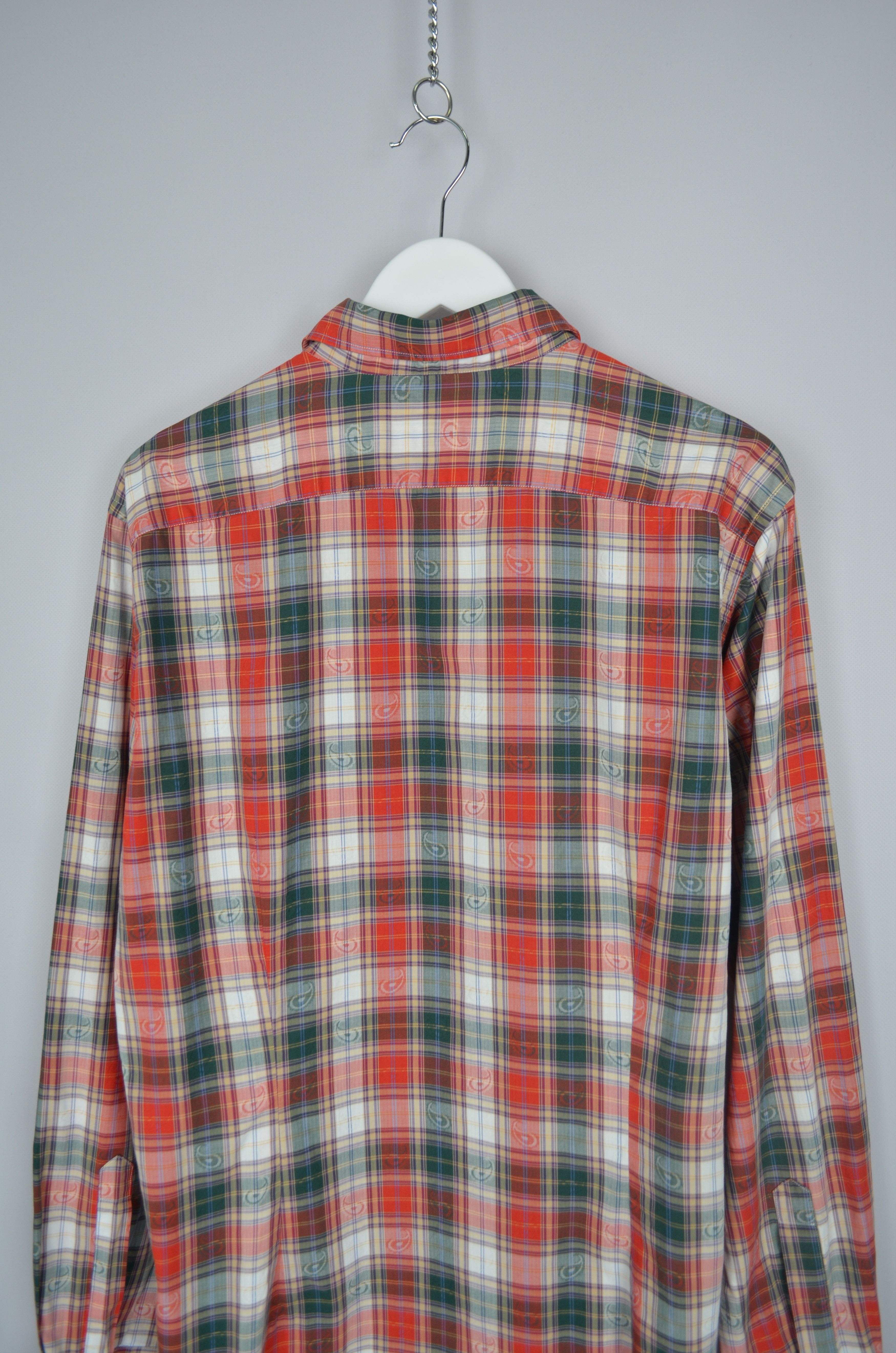 Designer × Etro ETRO Check Green Orange Paisley Cotton Shirt Size 42 M Size US M / EU 48-50 / 2 - 7 Thumbnail