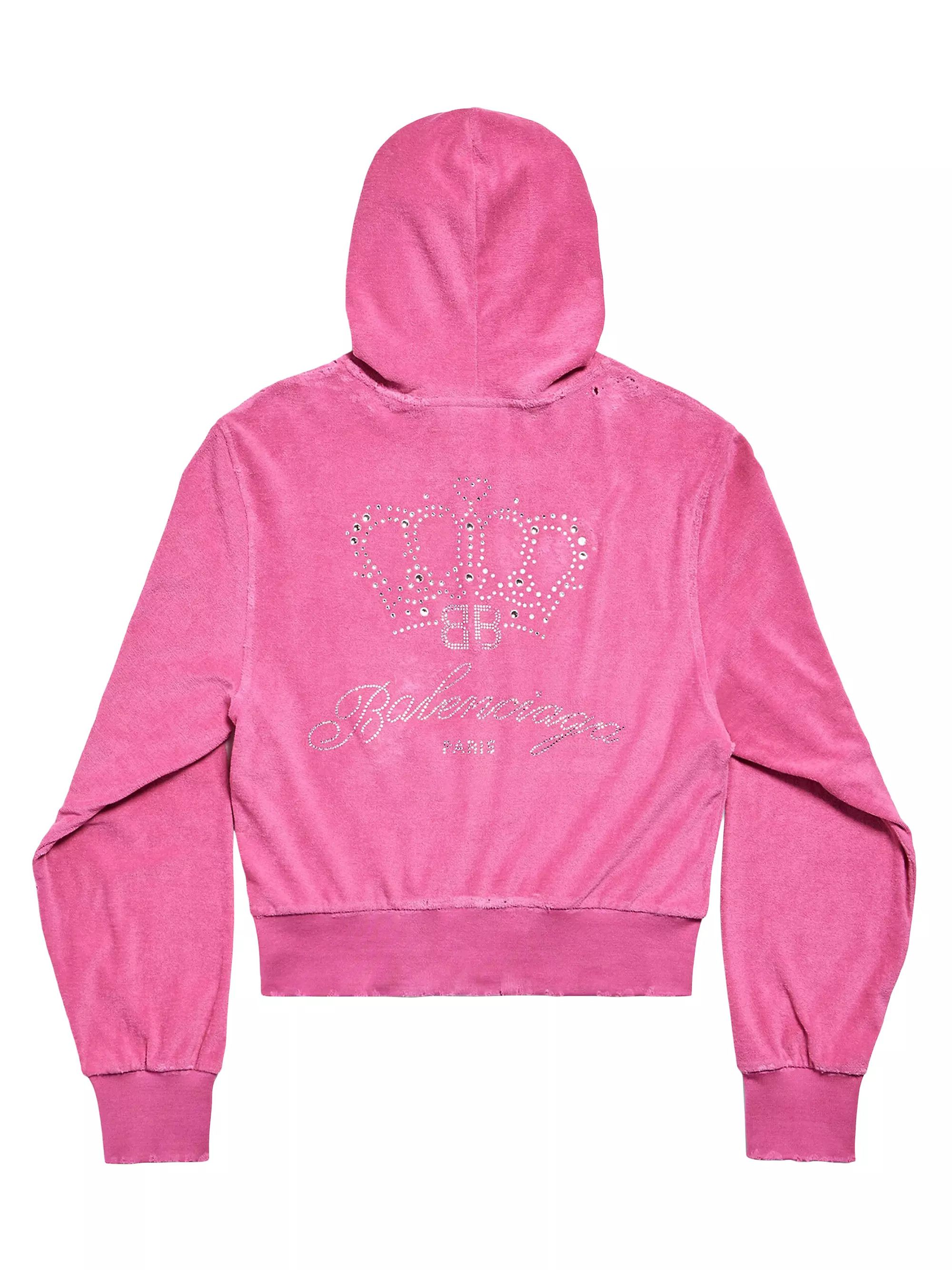 Balenciaga o1bcso1str0525 BB Motel Zip-Up Hoodie Fitted in Pink Size XL / US 12-14 / IT 48-50 - 2 Thumbnail