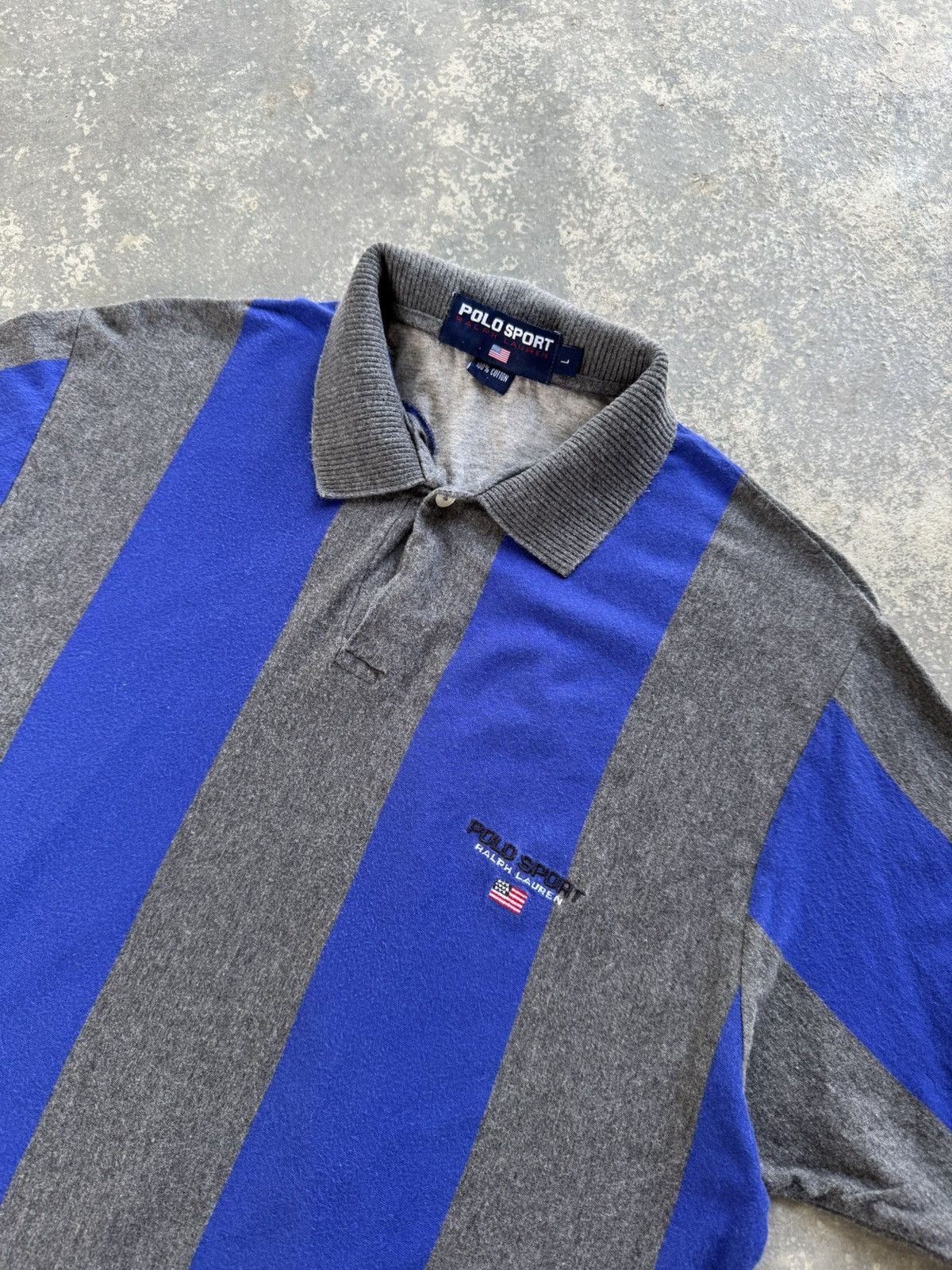 Polo Ralph Lauren × Vintage Vintage Polo Sport Striped Polo Shirt Size US L / EU 52-54 / 3 - 2 Thumbnail
