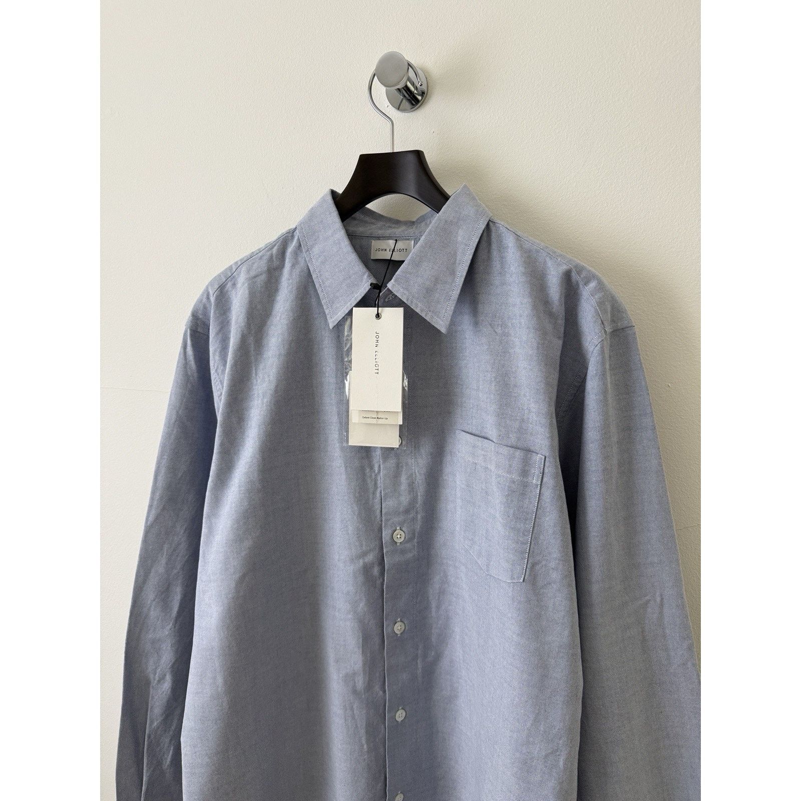 John Elliott NEW Blue Oxford Cloak Button Up Size US M / EU 48-50 / 2 - 6 Thumbnail