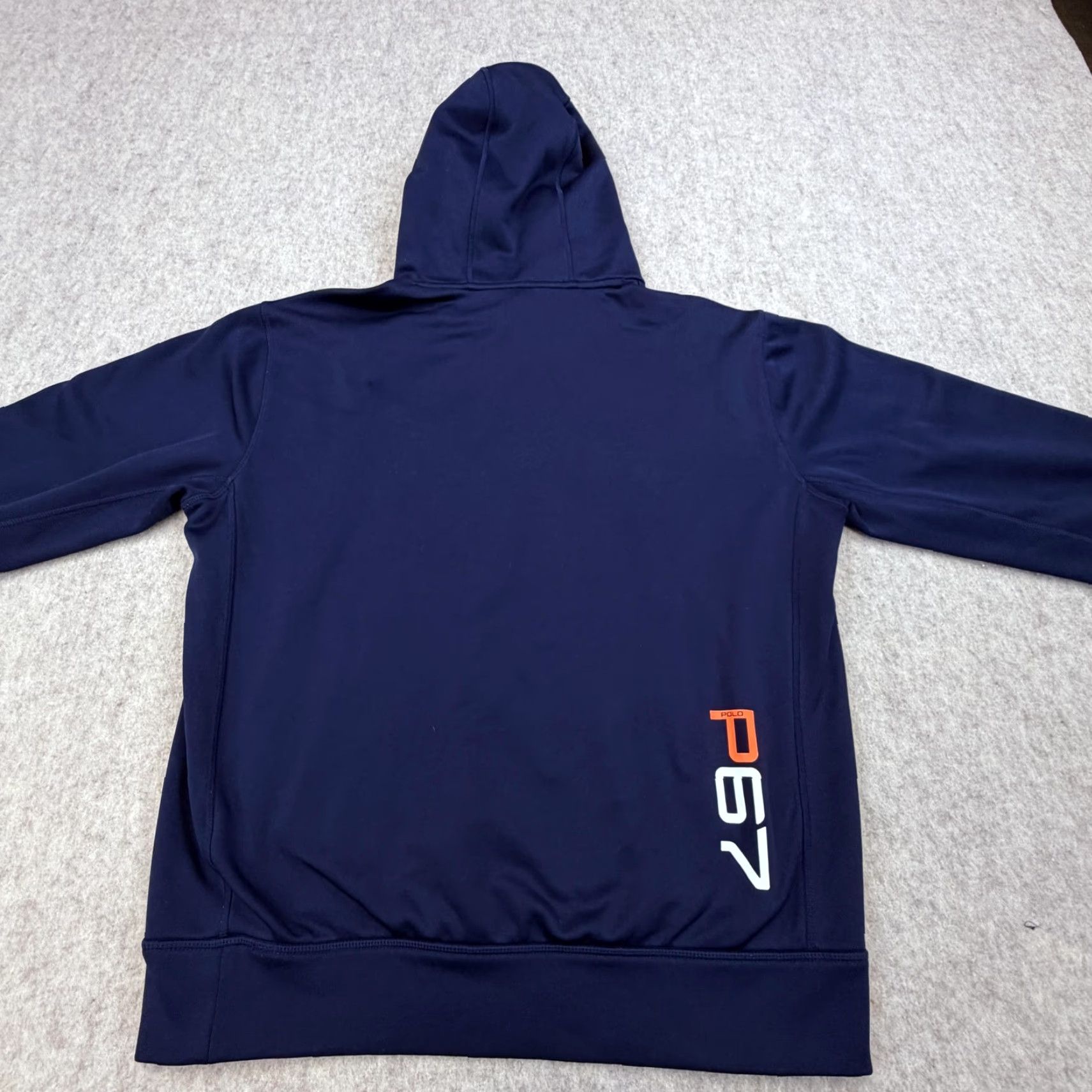 Polo Ralph Lauren Polo Ralph Lauren Hoodie Mens L Navy Performance Thumbholes Pullover Shirt/Hoody Graphic Print Logo Pockets Sports Fleece Polyester Size US L / EU 52-54 / 3 - 7 Thumbnail