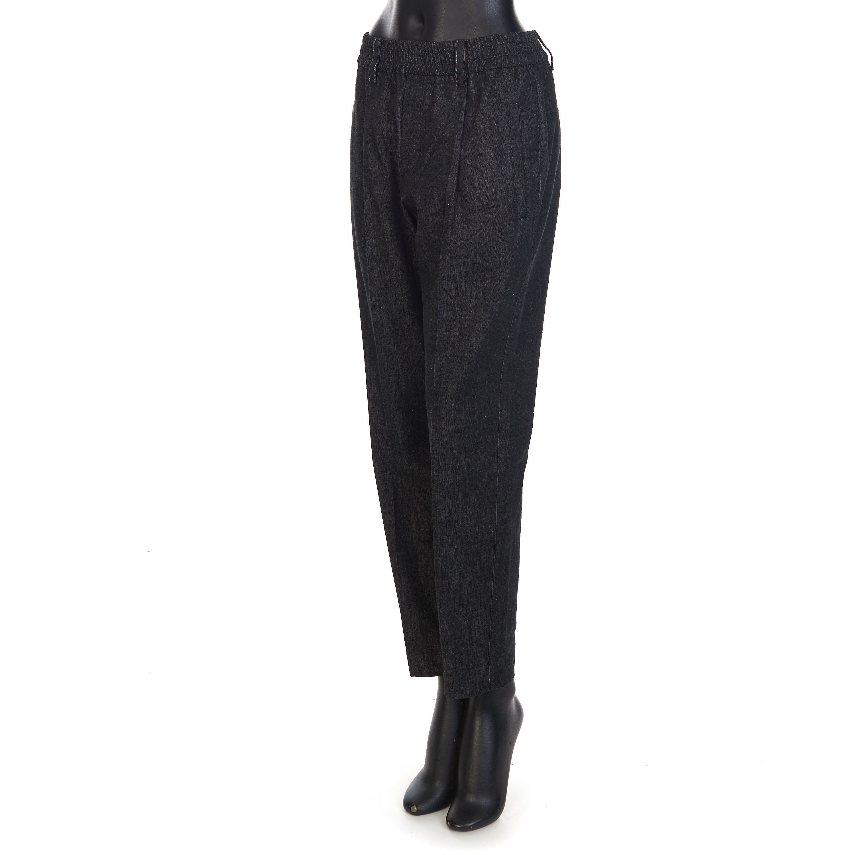 Brunello Cucinelli Black Dark Polished Denim Baggy Trousers Size 30" / US 8 / IT 44 - 2 Thumbnail