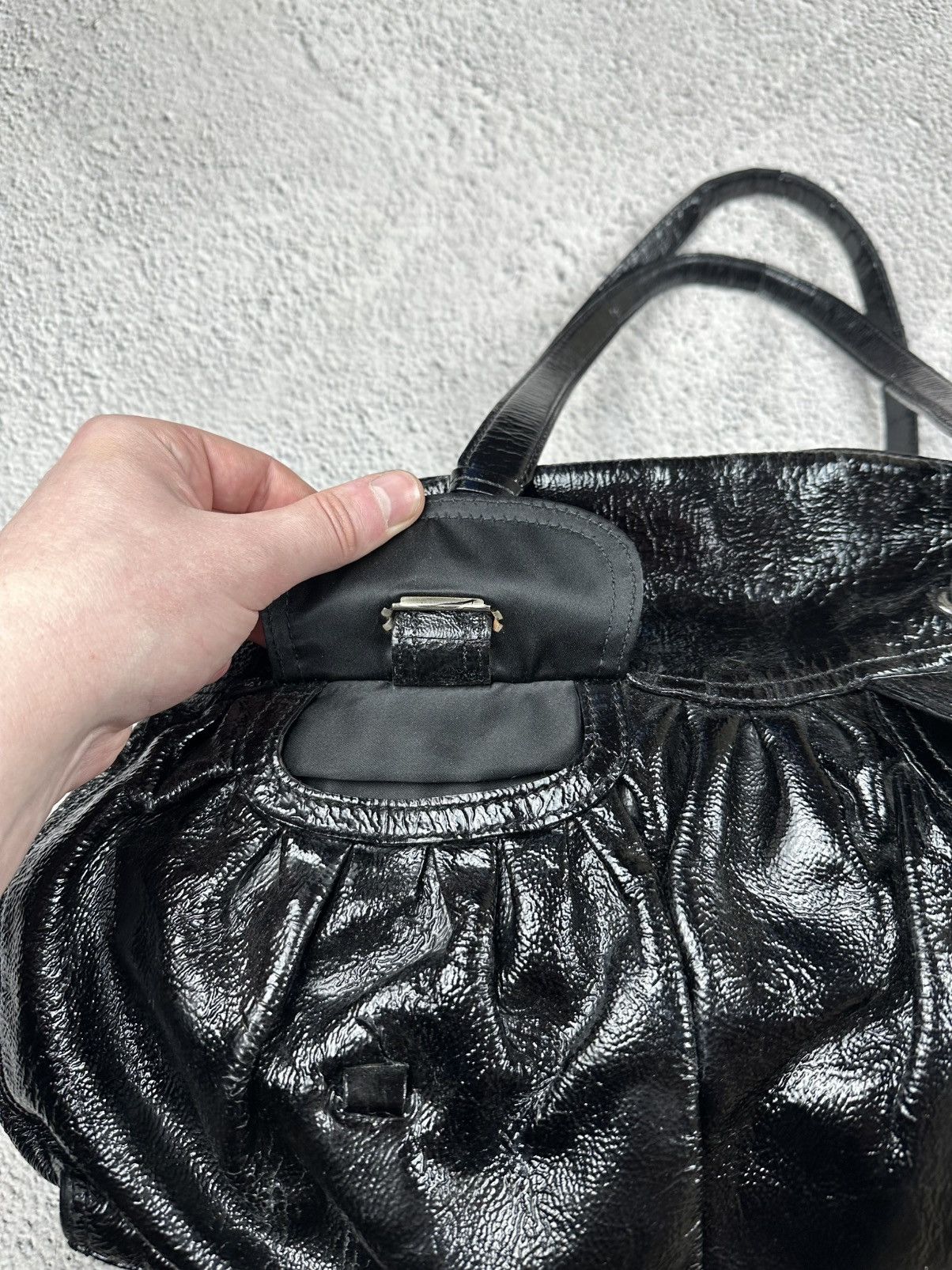 Moschino Moschino Black Patent Shoulder Bag Luxury Distressed Y2K SK8 Size ONE SIZE - 10 Thumbnail