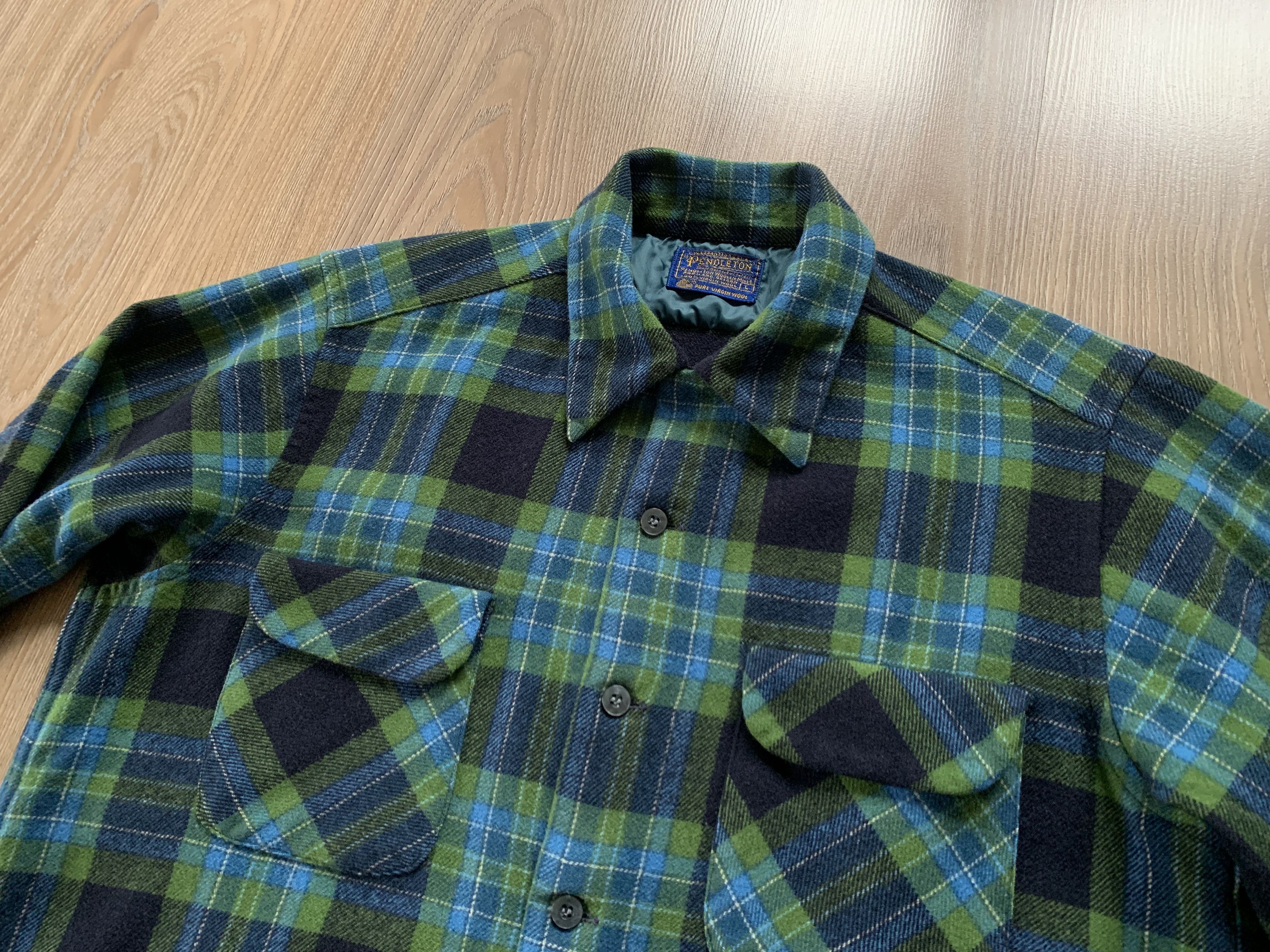 Pendleton Vintage Pendleton Wool Plaid Green Blue Shirt Jacket Size US L / EU 52-54 / 3 - 4 Thumbnail