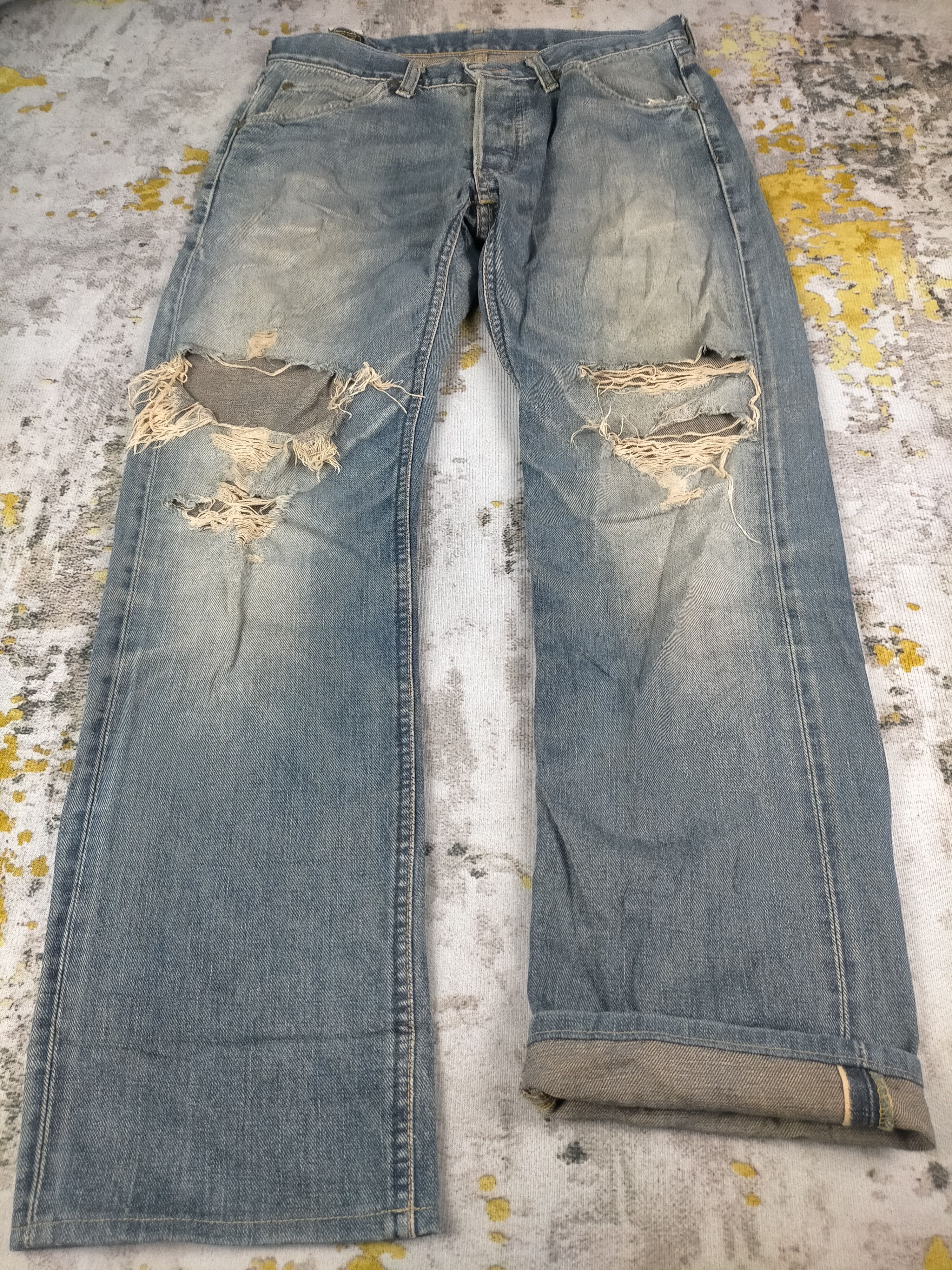 🔥Vintage Lee Riders Half Selvedge Thrashed Distressed Jeans