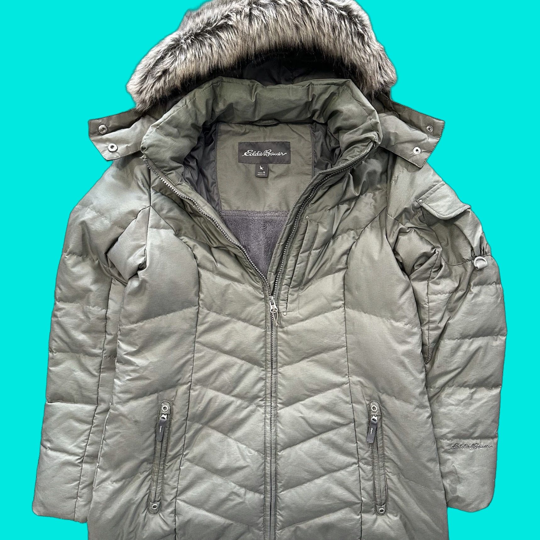 Eddie Bauer Eddie Bauer Down Parka Jacket Womens M Green Full Zip Winter Coat Size M / US 6-8 / IT 42-44 - 1 Thumbnail