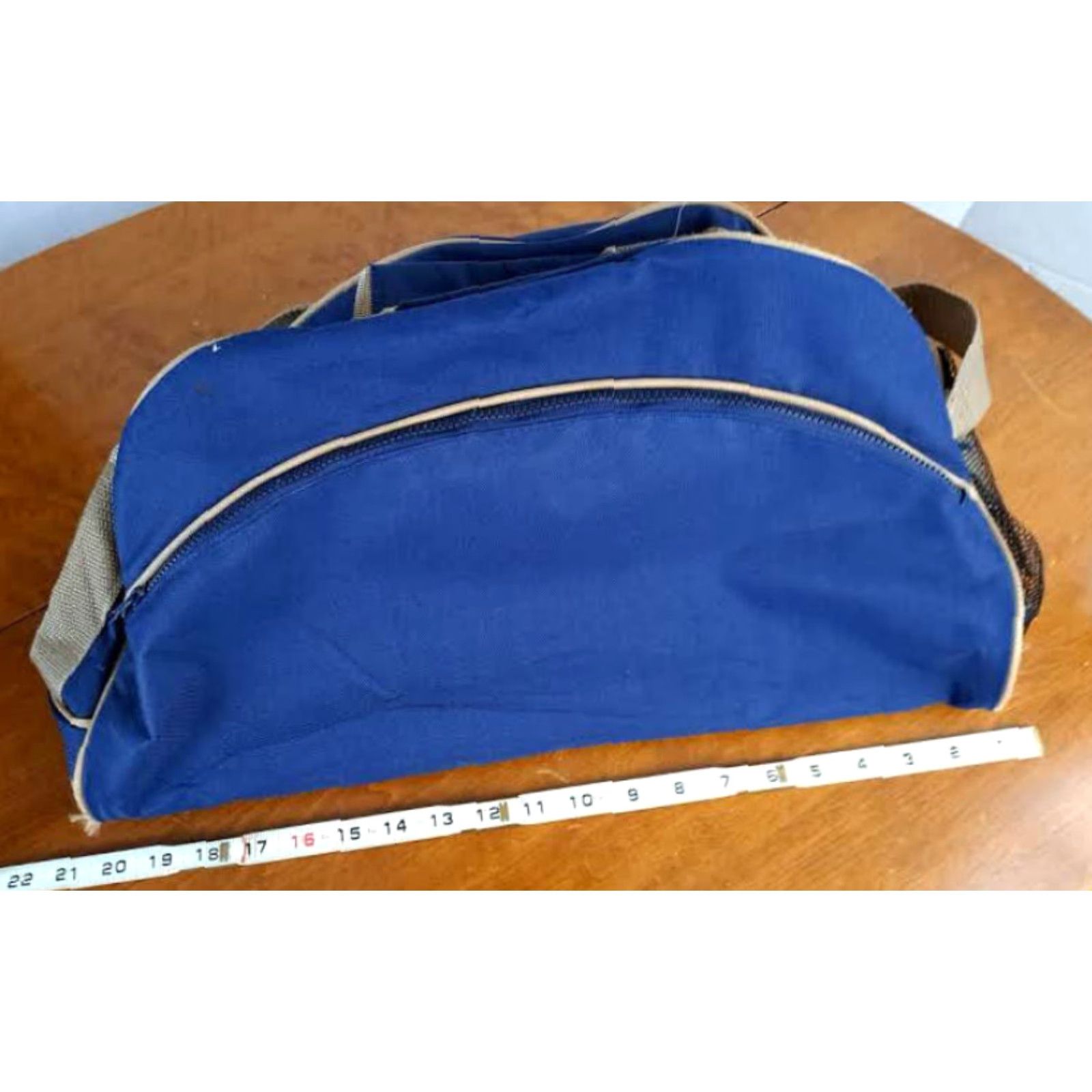 Vintage VINTAGE Hiram Bingham Canvas & Leather Trim Blue Duffle-Travel Bag EUC Size ONE SIZE - 4 Thumbnail