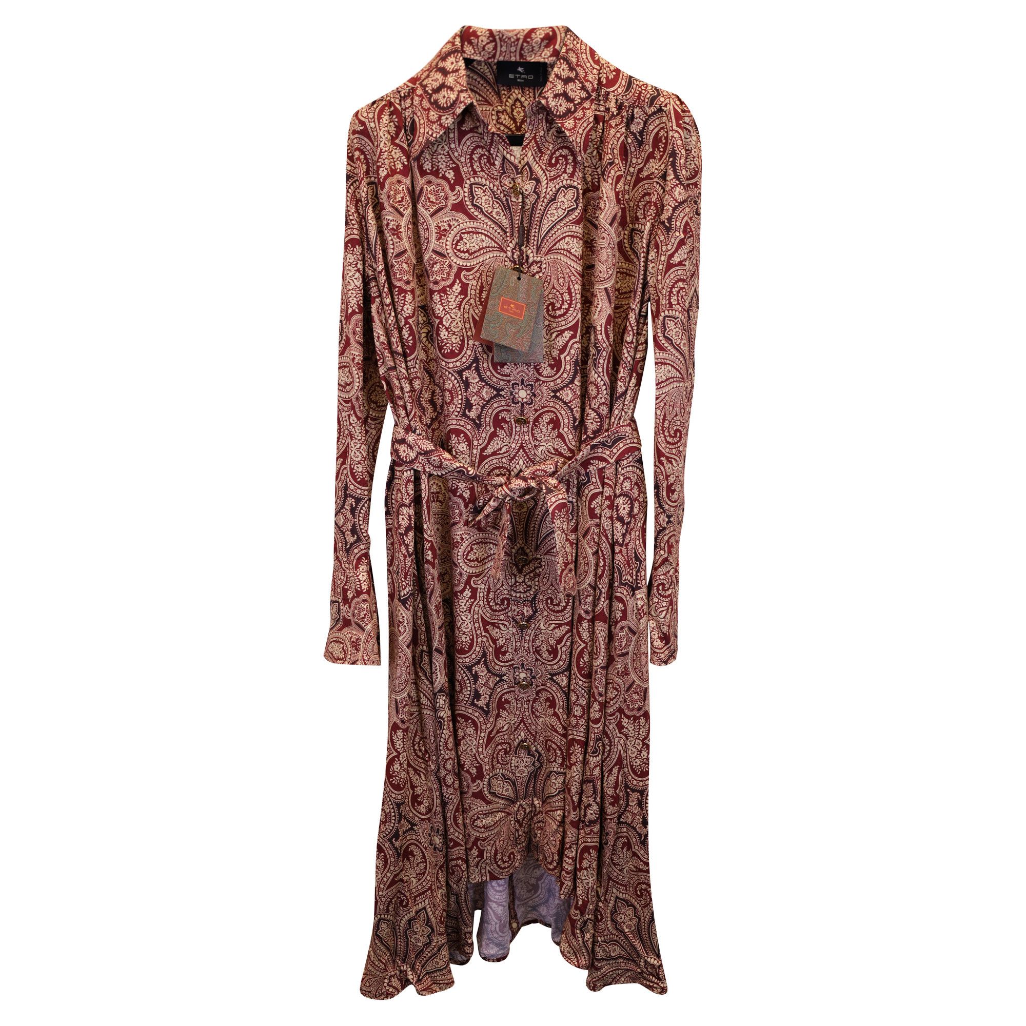 Etro Etro Paisley-Print Midi Shirt Dress in Red Viscose Size S / US 4 / IT 40 - 1 Thumbnail