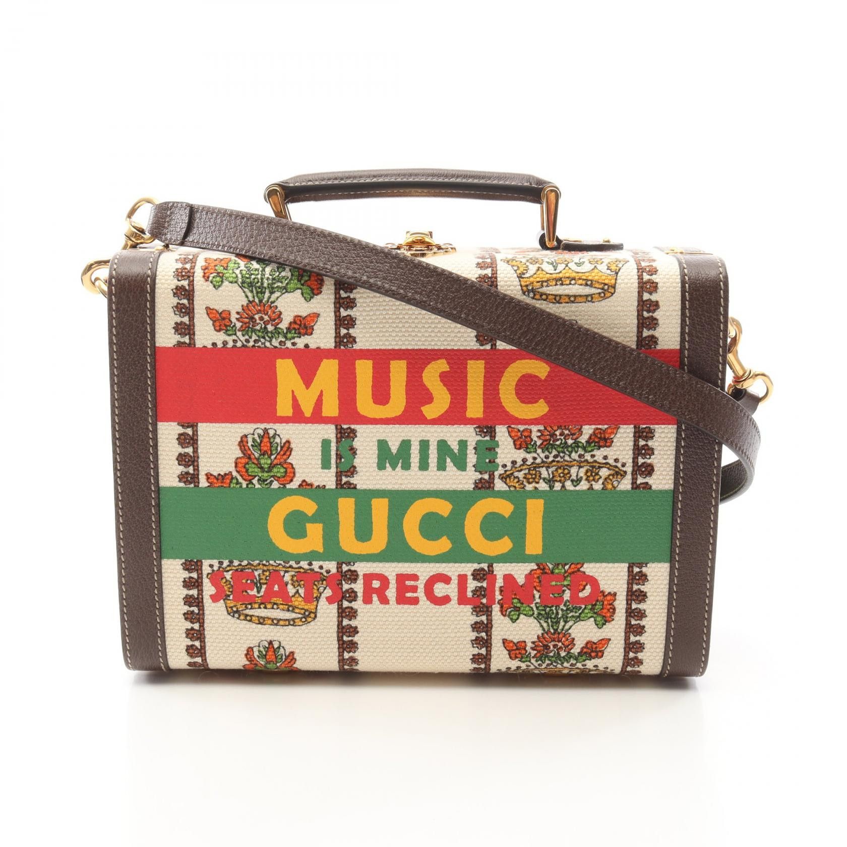 Gucci Gucci MUSIC IS MINE Canvas Leather 2way Handbag Canvas Vanity Bag 633587 DUTY FREE for USA