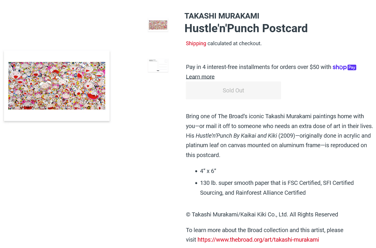 Takashi Murakami Takashi Murakami Hustle'n'Punch Postcard Mini Poster 4" x 6 Size ONE SIZE - 6 Thumbnail