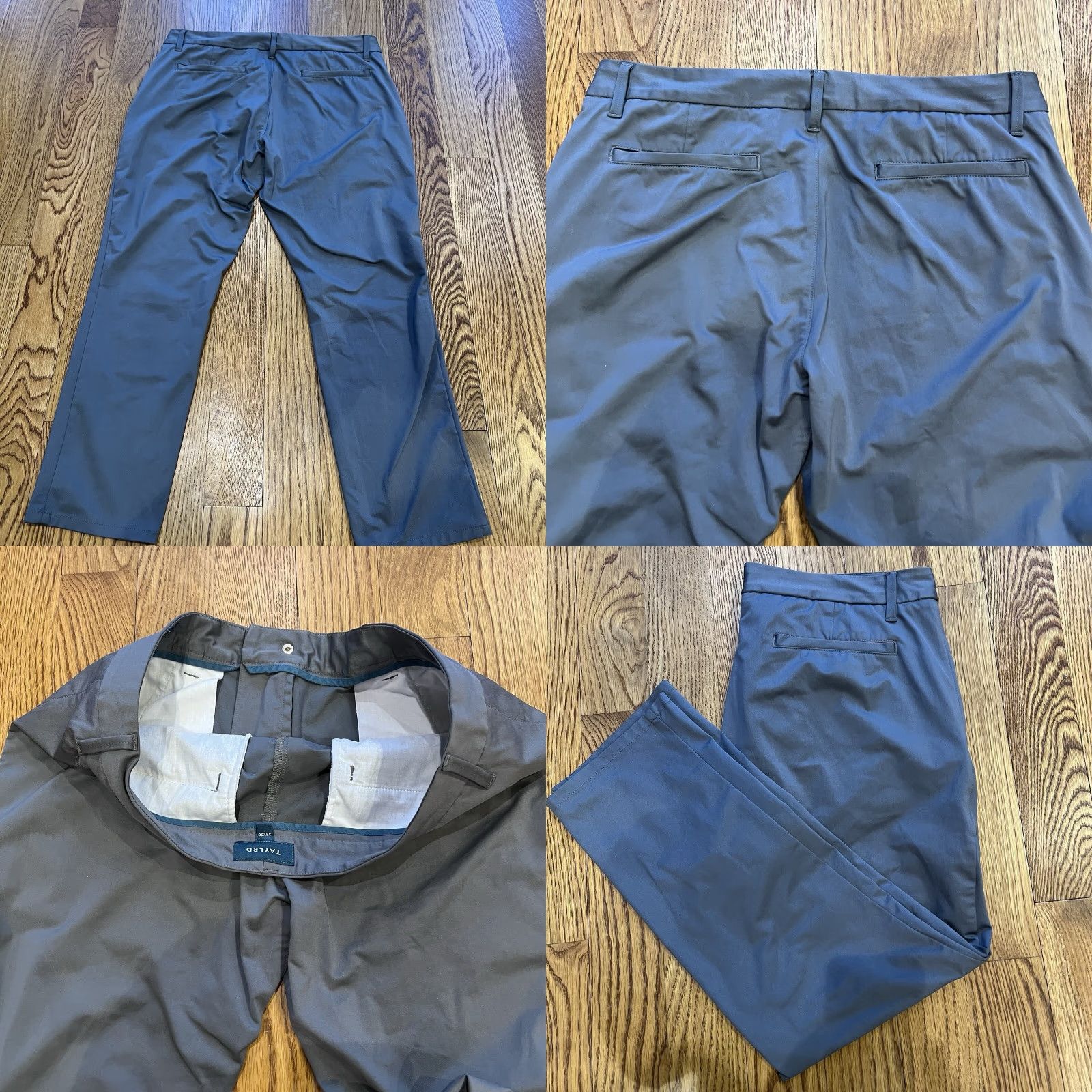 Vintage TAYLRD Men's Performance Chino Pants Slim Fit 35X30 Gray Pants Men Slim Front Button Zip Inseam 30 Solid Gray Size US 35 - 9 Thumbnail
