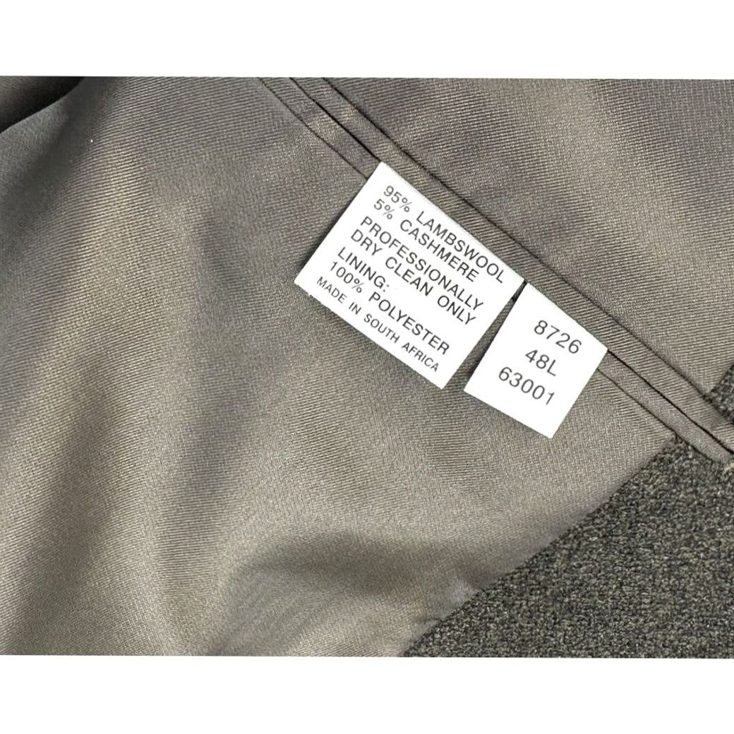 Vintage VINTAGE Barrington Blazer Mens 48L Grey Lambswool Cashmere Blend 3-Button Notch Lapel Long Jacket Sport Coat Regular Fit Mens Size 48R - 6 Thumbnail