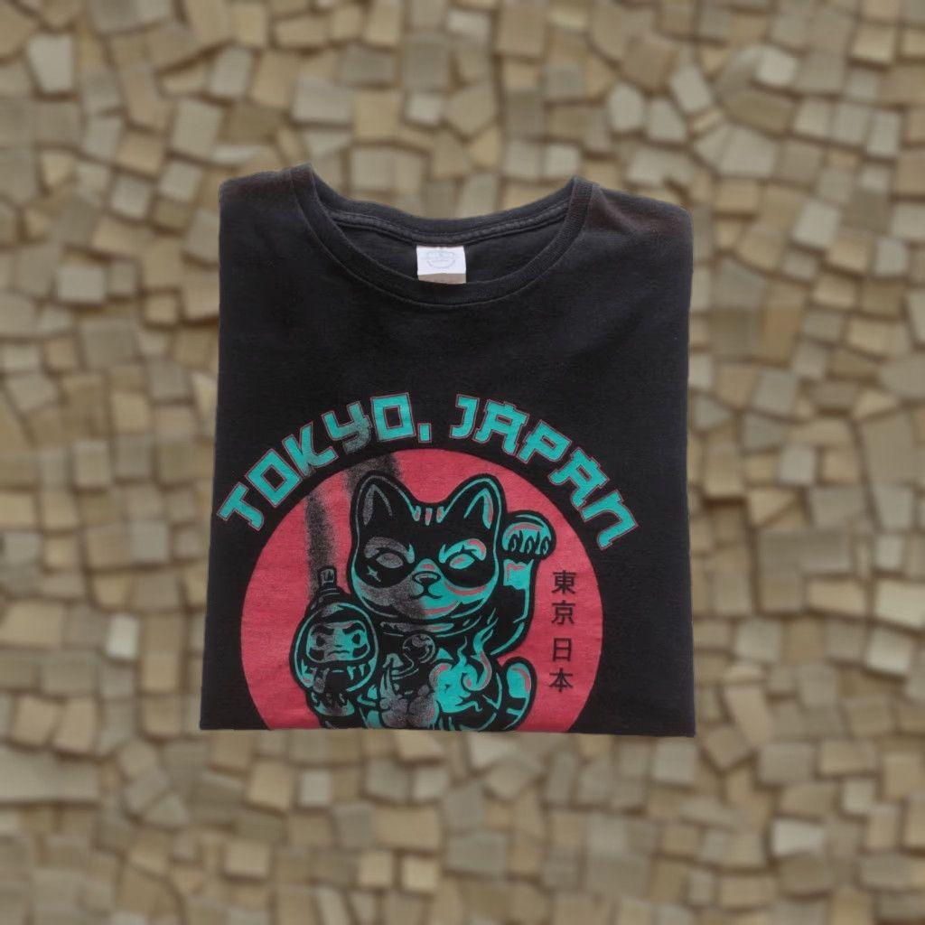 Delta VINTAGE Delta Tokyo Japan Make Your Own Luck 90s Y2K Black T Shirt Mens SZ L Size US L / EU 52-54 / 3 - 1 Thumbnail