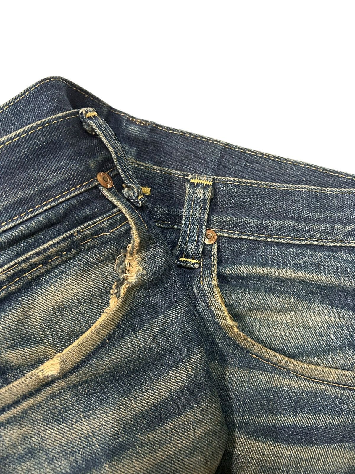 Japanese Brand × Kapital × Vintage Rusty SugarCane Selvedge Distressed Denim Jeans Size US 30 / EU 46 - 9 Thumbnail