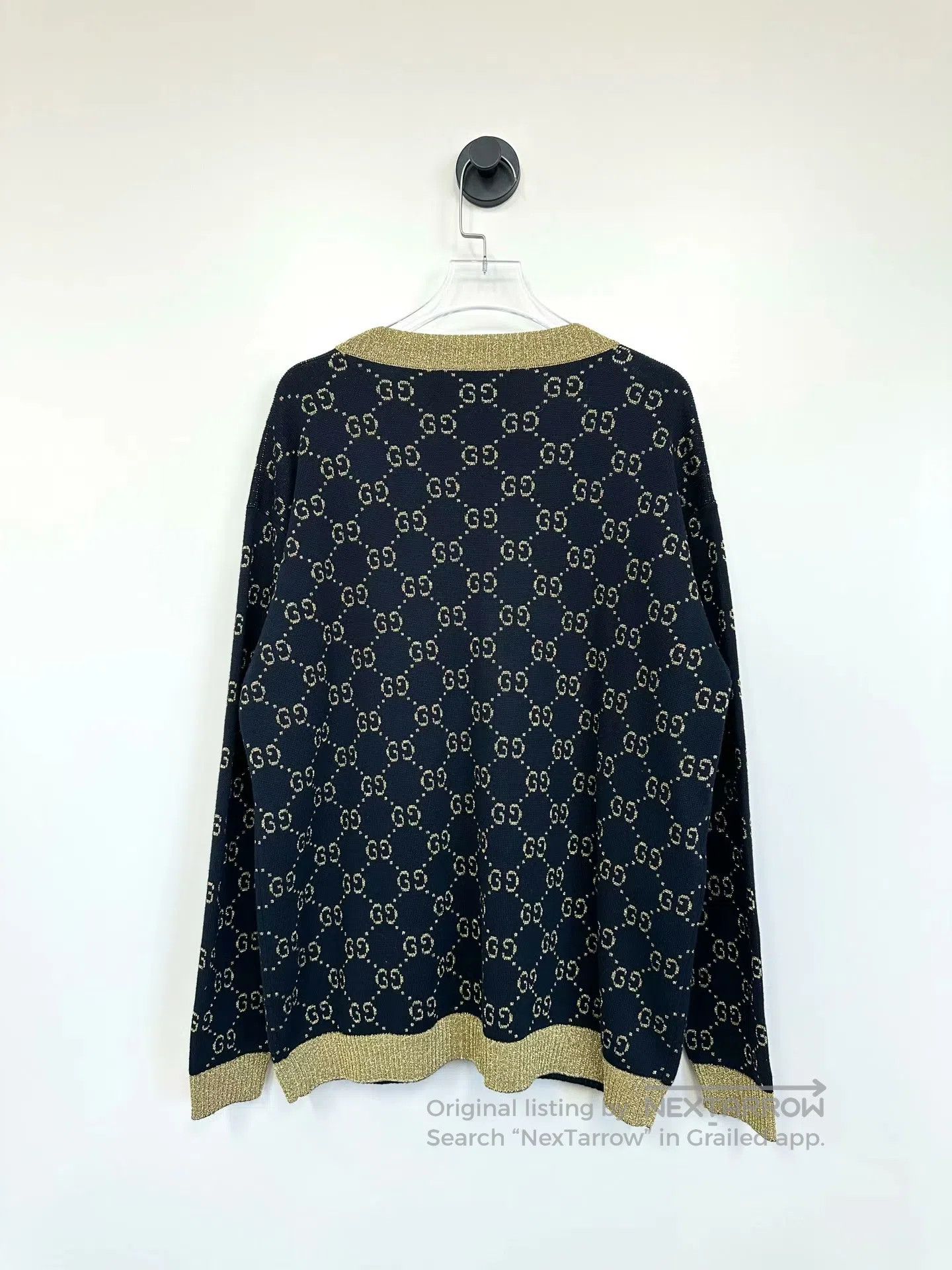 Gucci Guicci Black Gold Double G Full Print Knit Cardigan Jacket Size US S / EU 44-46 / 1 - 2 Thumbnail