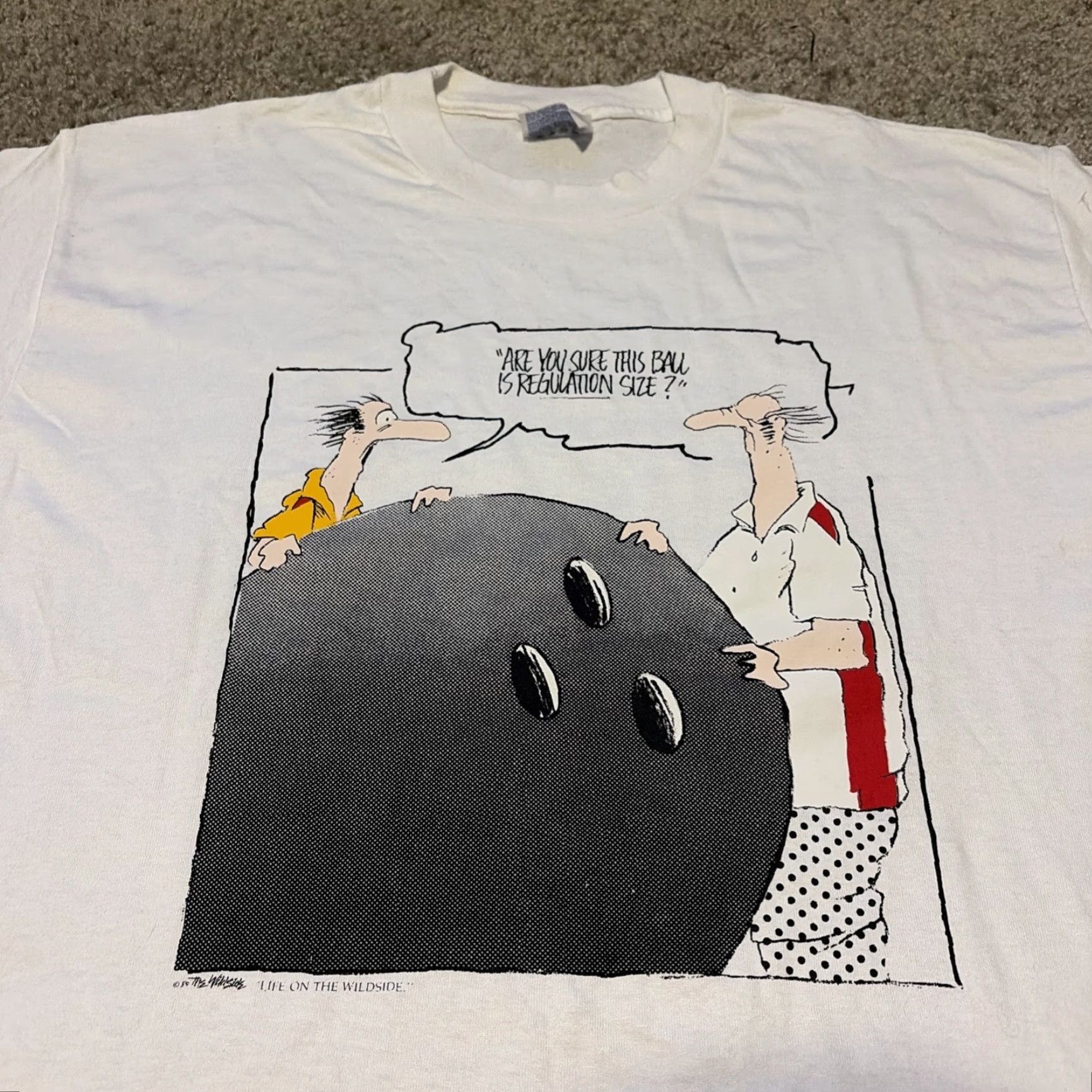 Hanes VTG Hanes White T-Shirt Men XL Are You Sure This Ball Is Regulation Bowling Comic Funny 89s Mens Size US XL / EU 56 / 4 - 3 Thumbnail