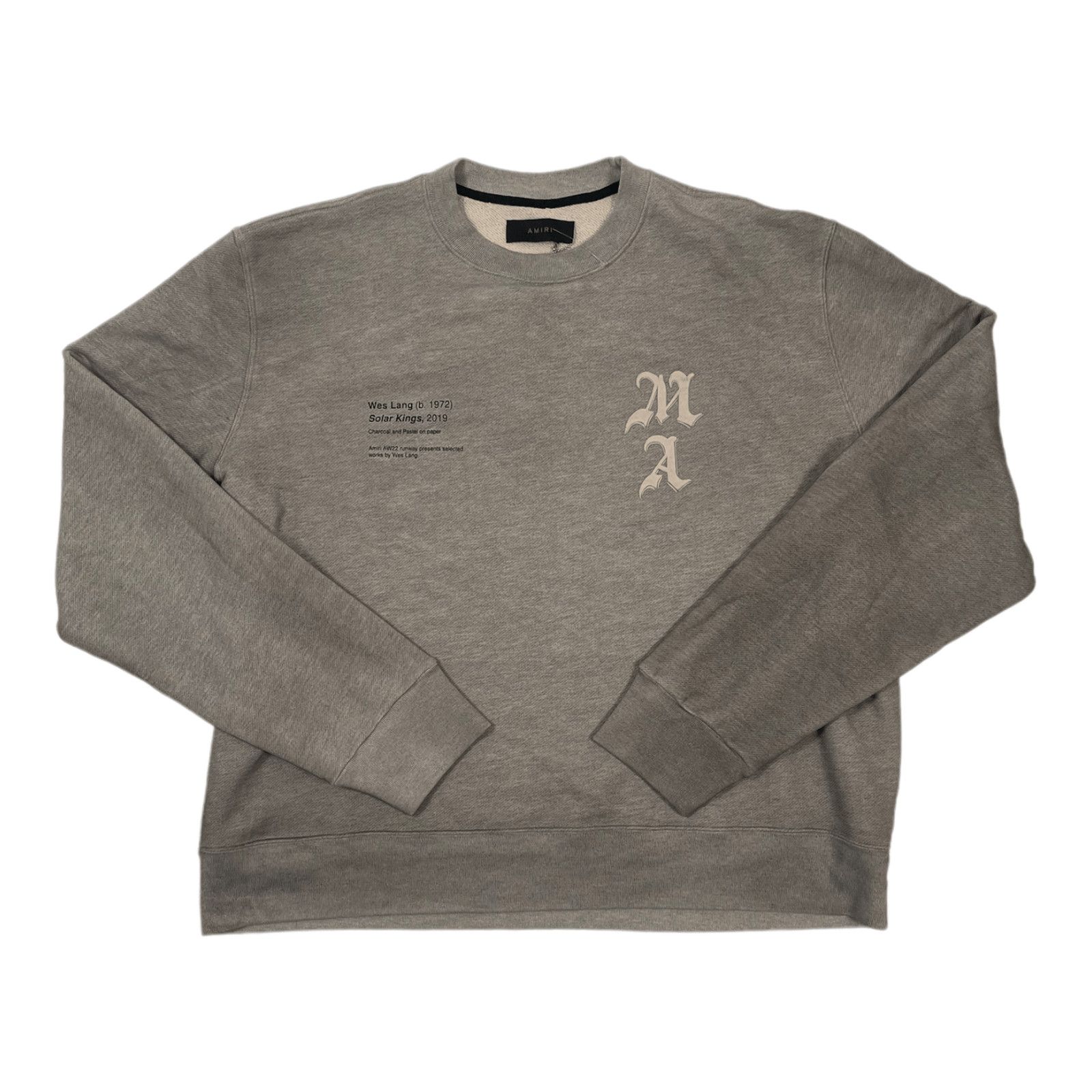 image of Amiri X Wes Lang Solar Kings Crewneck Sweatshirt Grey, Men's (Size 2XL)