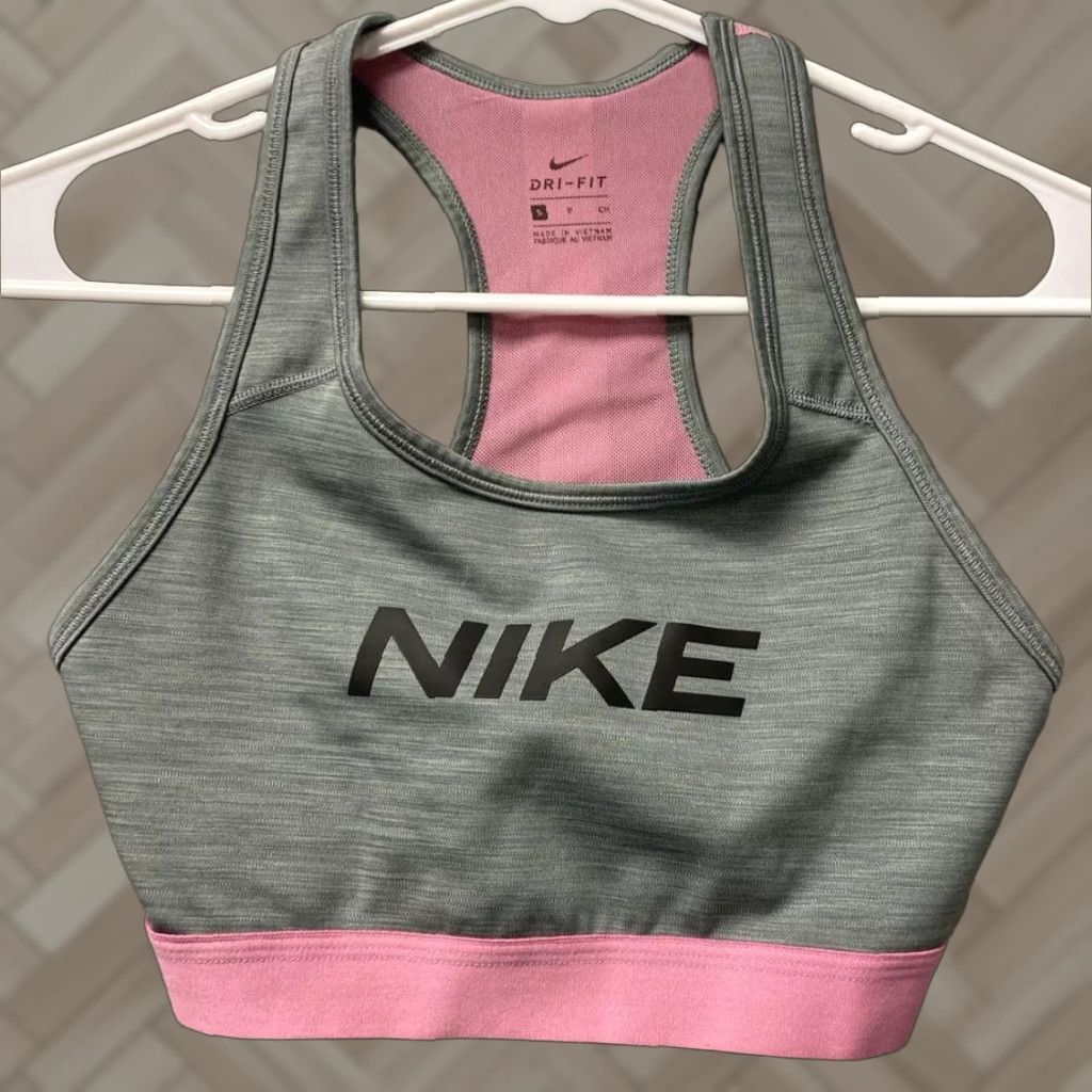 Nike Nike Dri-FIT Sports Bra Women Small Gray Pink Bra Womens Size ONE SIZE - 1 Thumbnail