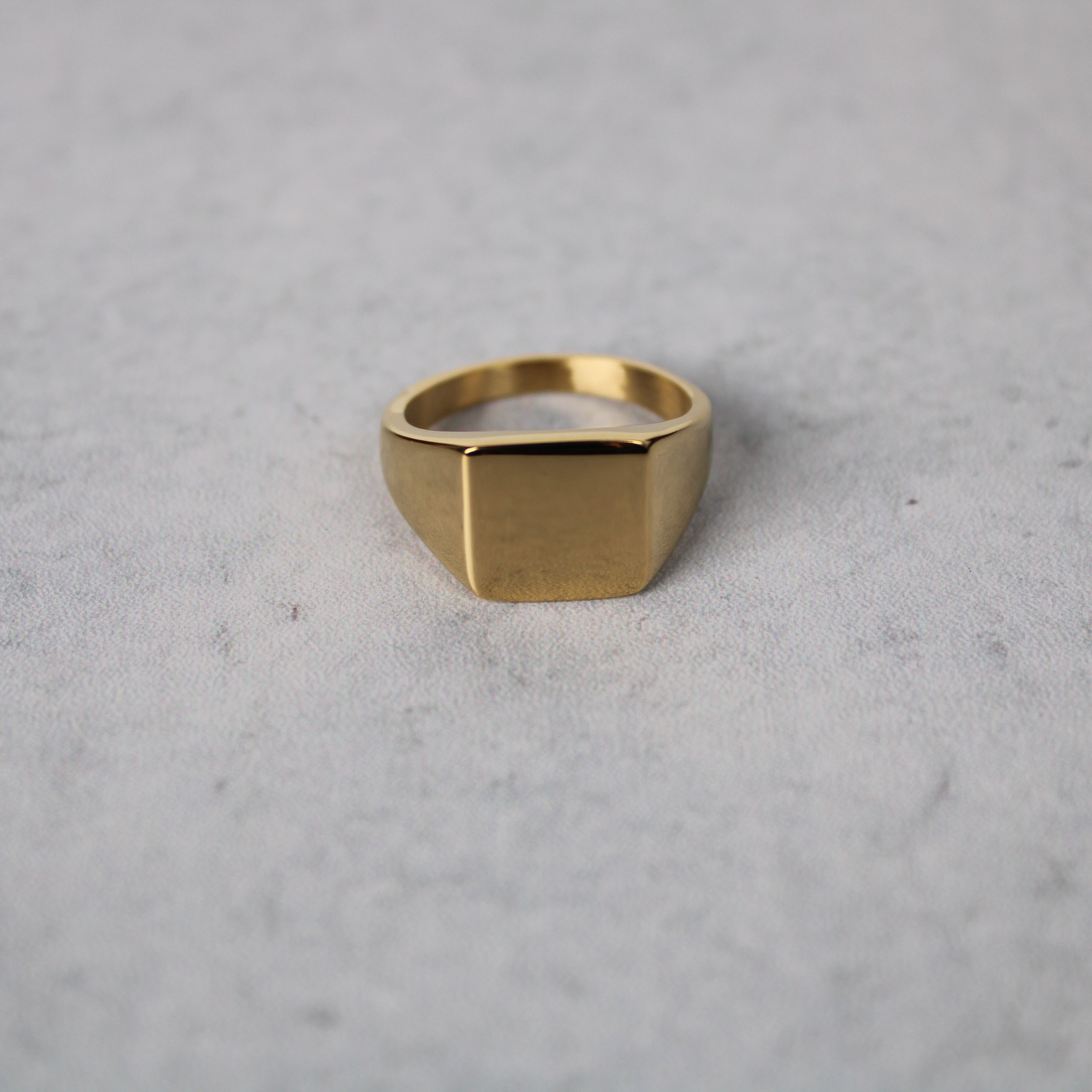 Jewelry Gold Square Signet Ring 14MM Size 8 US Size ONE SIZE - 3 Thumbnail