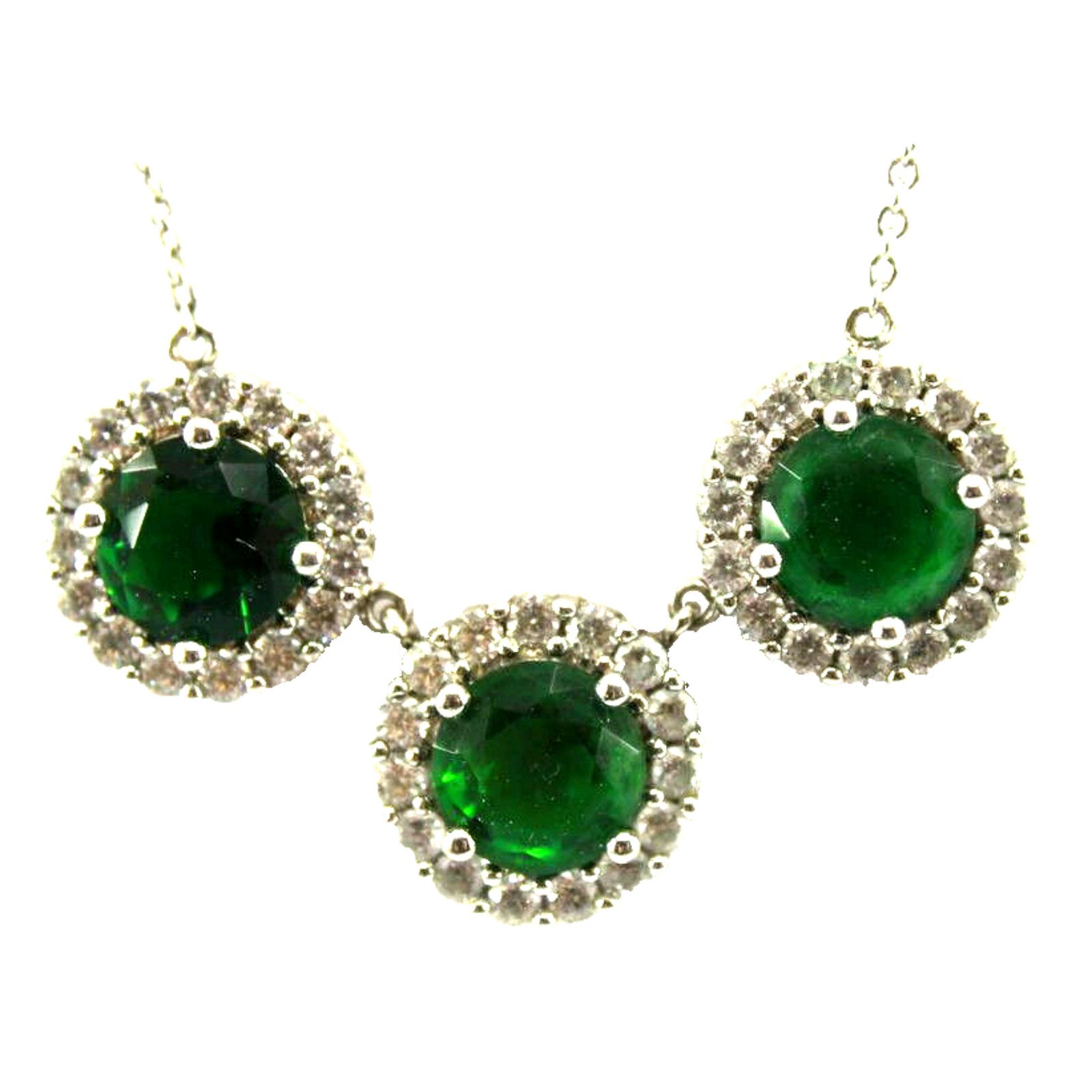 Other Triple Round Green Crystals & White Accent Necklace Size ONE SIZE - 1 Thumbnail