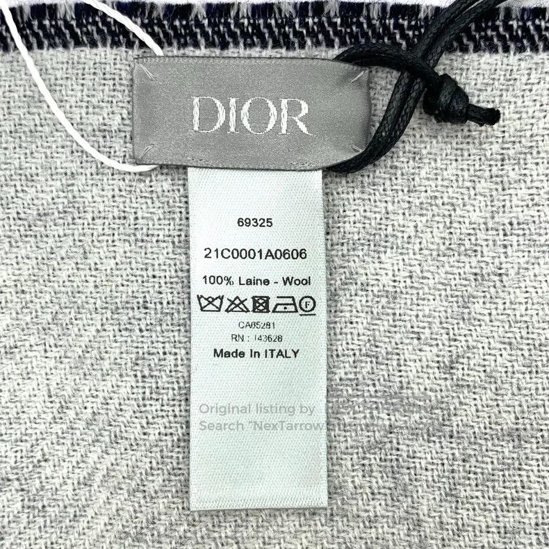 Dior Dior Dark blue CD letter embroidery full-print wool tassel Size ONE SIZE - 7 Thumbnail