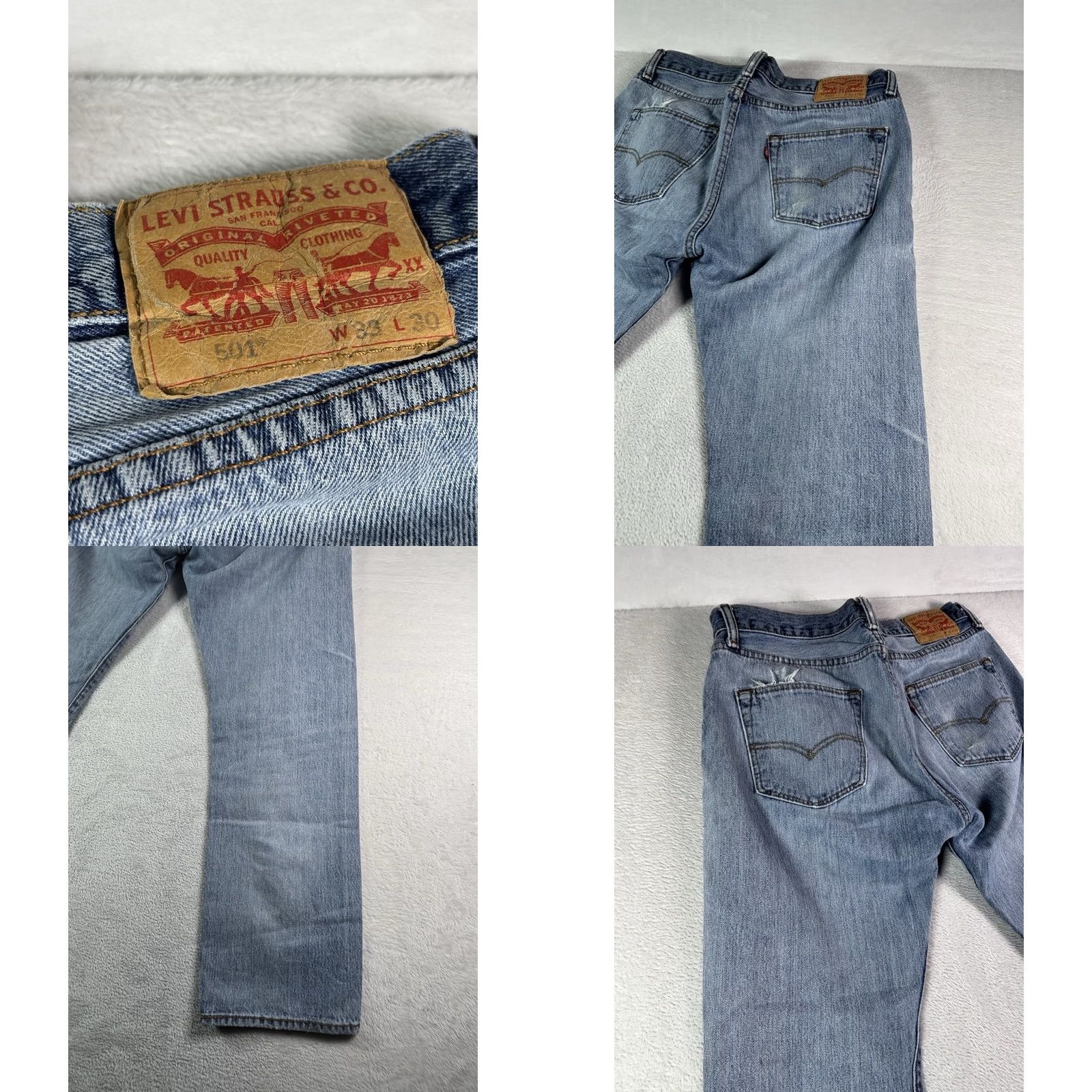 Levi's VINTAGE Levi's 501 Jeans Men Straight Leg Button Fly Distressed Workwear 33x30 Blue Denim Size 33 Regular Men’s Retro Classic Size US 33 - 8 Thumbnail