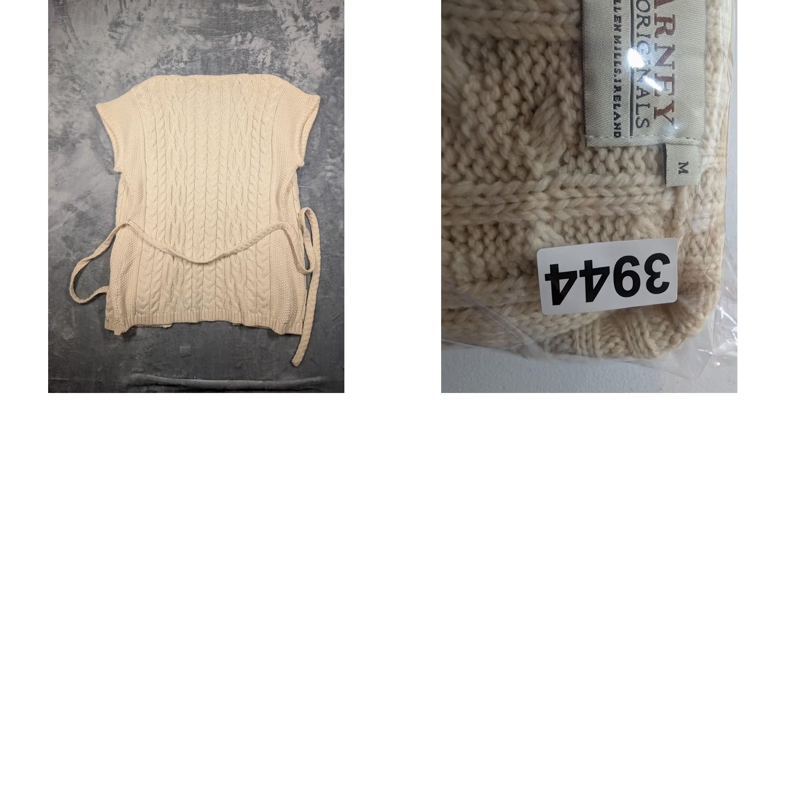 Vintage Blarney Aran Originals Sweater Cardigan Womens M White Wool Belted Cable Knit Size M / US 6-8 / IT 42-44 - 8 Thumbnail