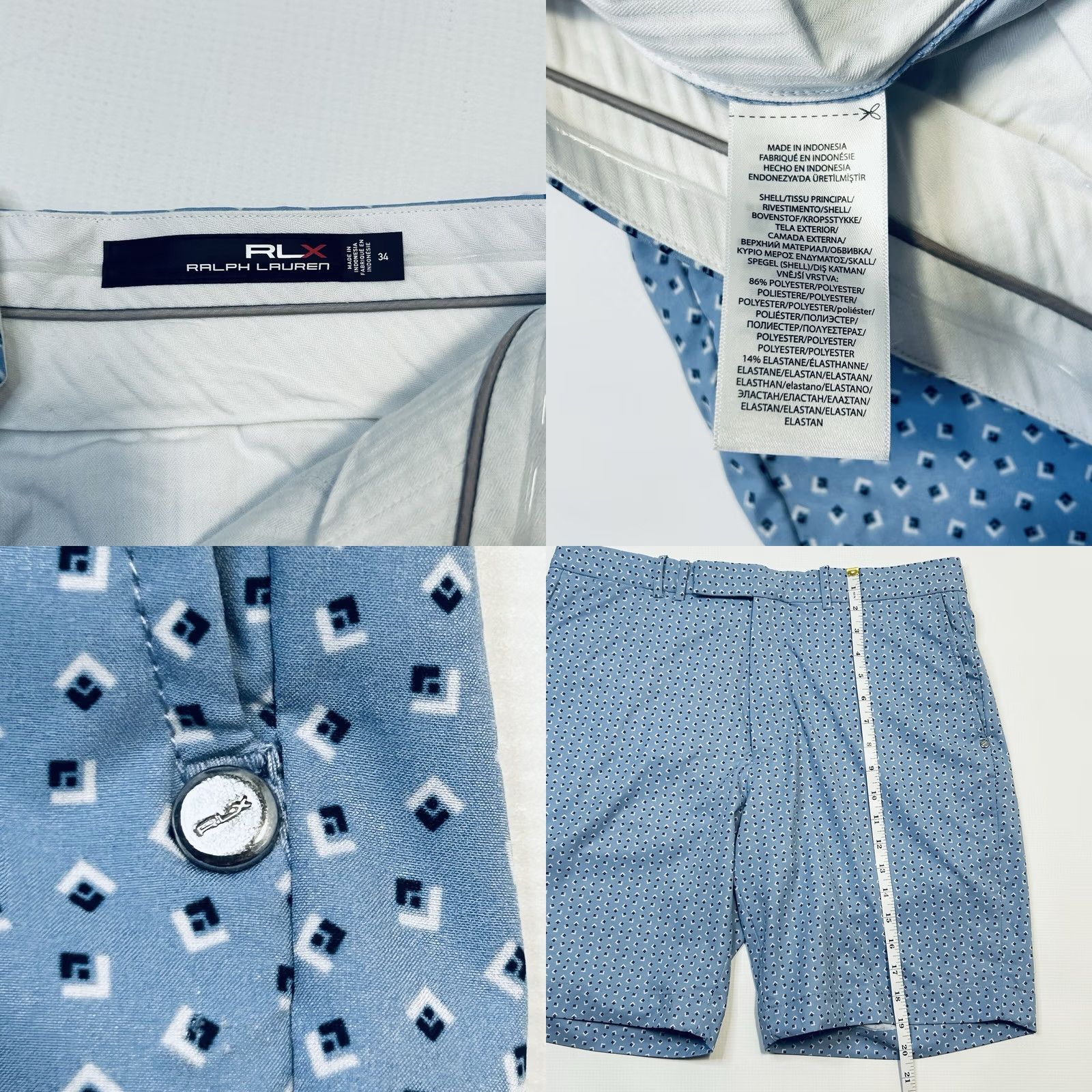 RLX Ralph Lauren RLX Ralph Lauren Shorts Mens 34 Blue 9" Geometric Print Chino Sport Golf Size US 34 / EU 50 - 8 Thumbnail