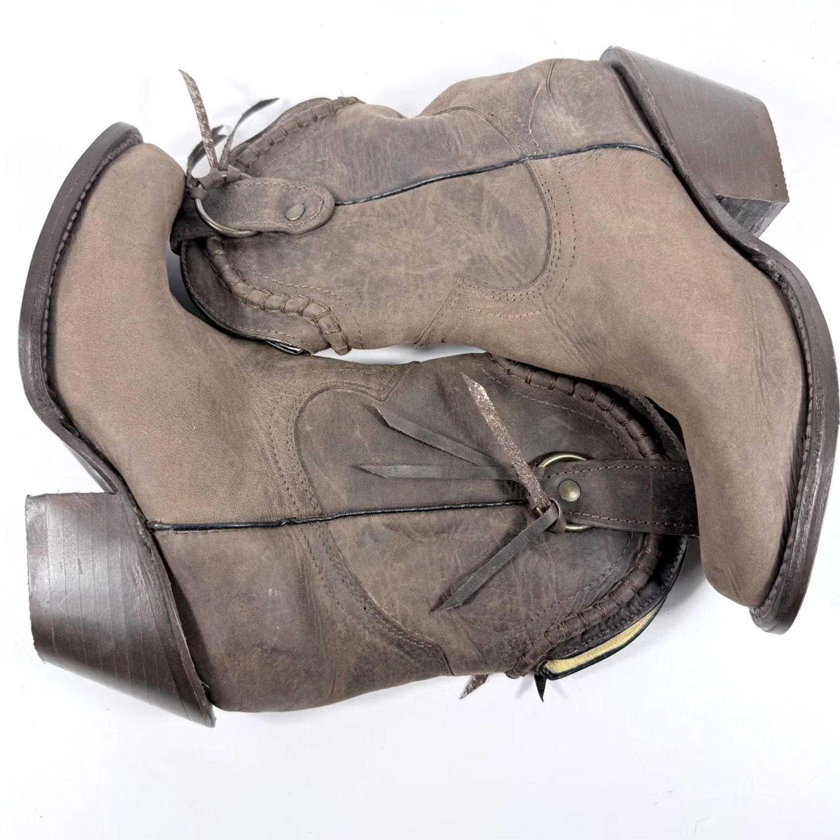 Vintage Old Corral Boots Women Brown Leather Pull On Round Toe Western - 7.5 Boots Size US 8 / IT 38 - 6 Thumbnail