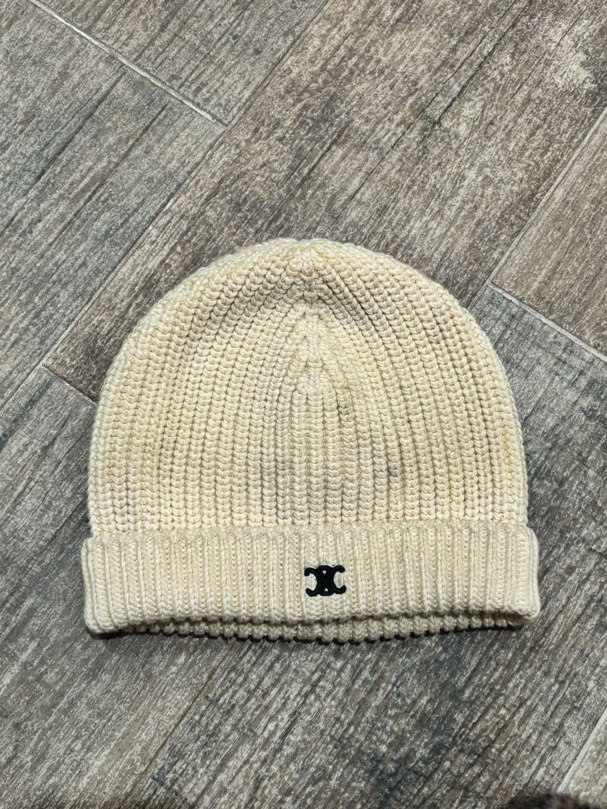 Celine Cream Logo Knit Beanie Size ONE SIZE - 1 Thumbnail