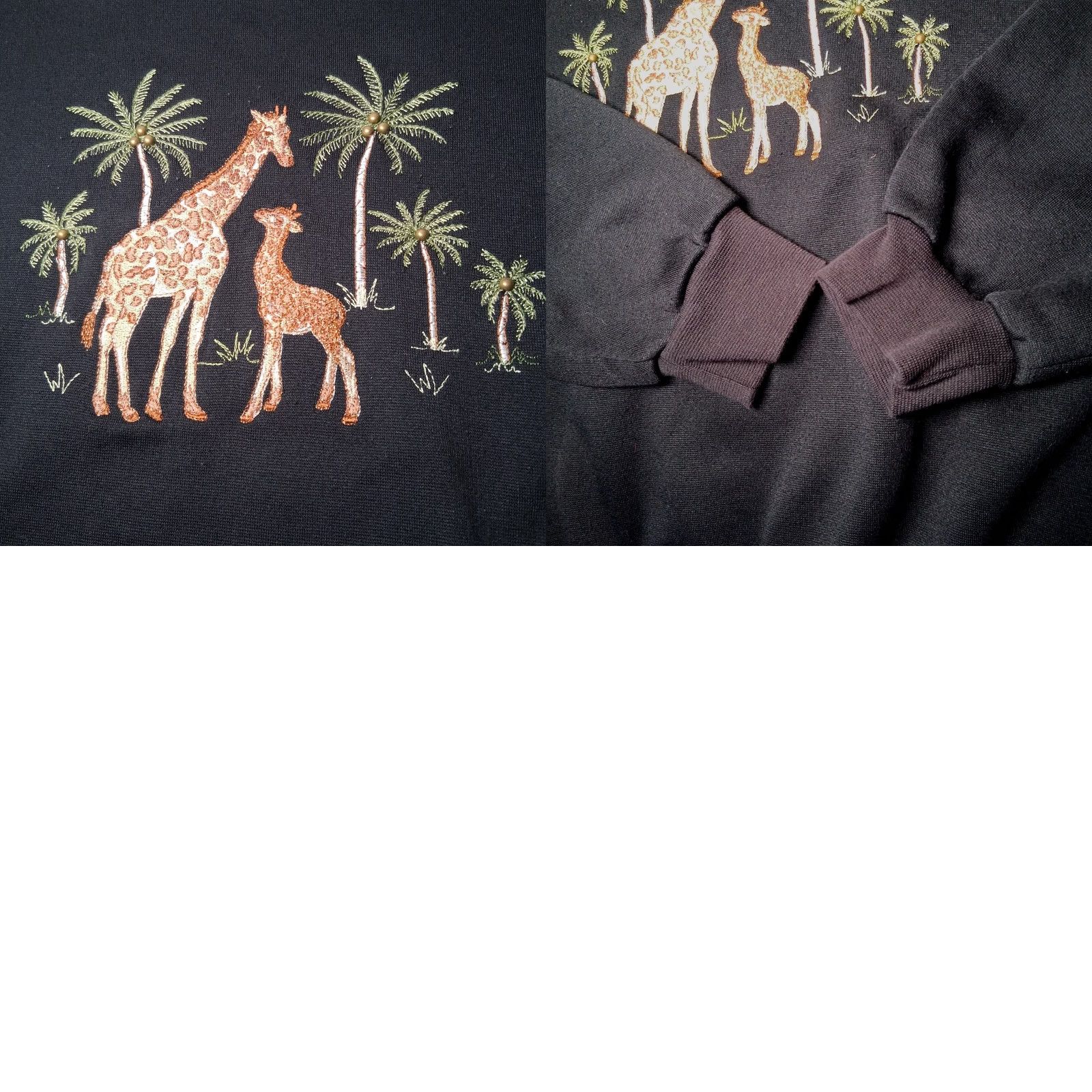 Vintage VINTAGE Bon Worth Sweatshirt XL Double Collar Embroidered Animal Beaded Giraffe Size XL / US 12-14 / IT 48-50 - 9 Thumbnail