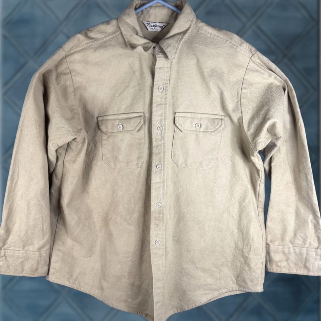 Vintage VINTAGE Frostproof Shirt Mens XL Beige Flannel Button Front Made USA Workwear Size US XL / EU 56 / 4 - 1 Thumbnail