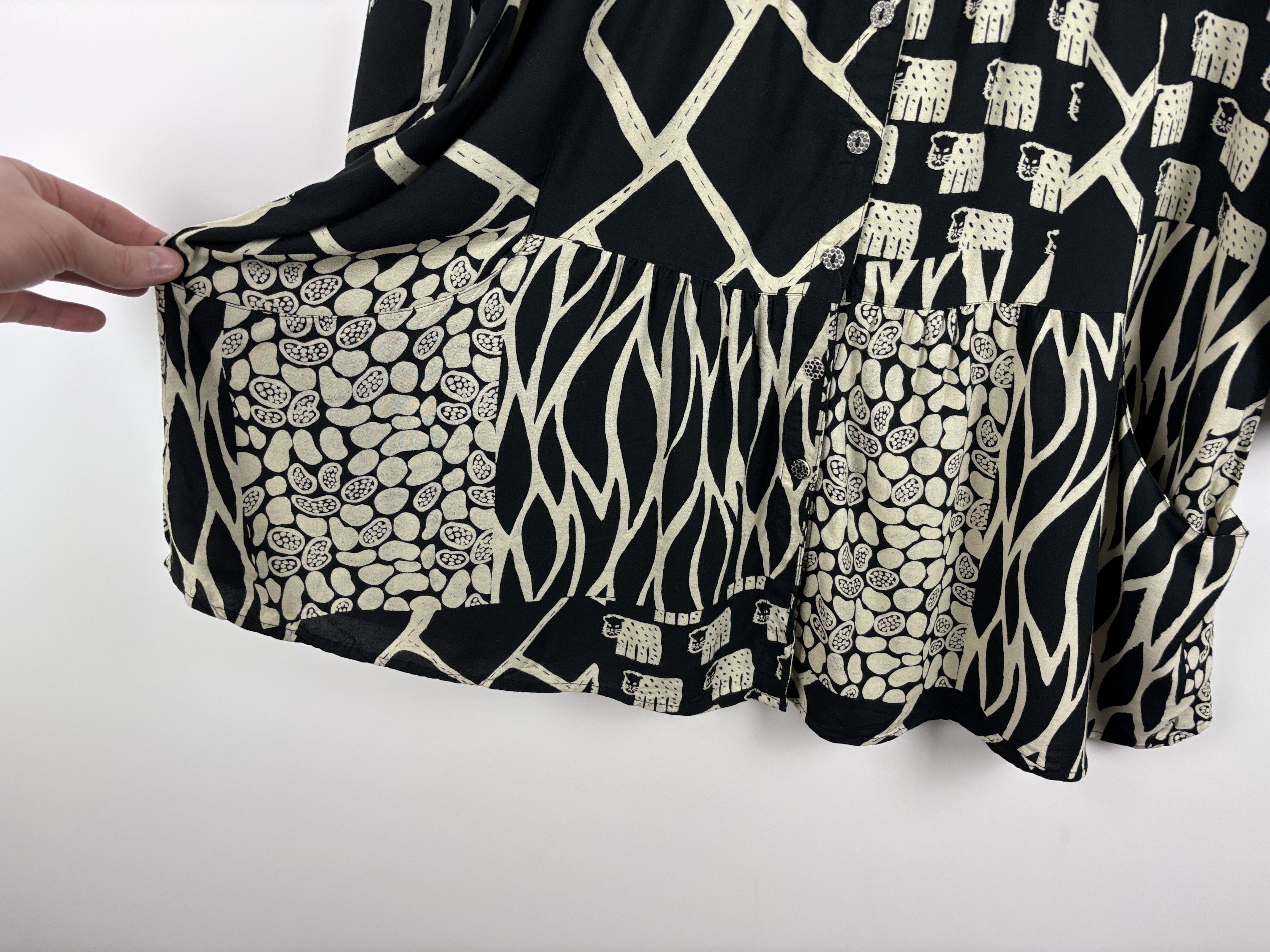 Gudrun Sjoden Gudrun Sjoden Animal Print Button Shirt Tunic Black Beige M Size M / US 6-8 / IT 42-44 - 5 Thumbnail