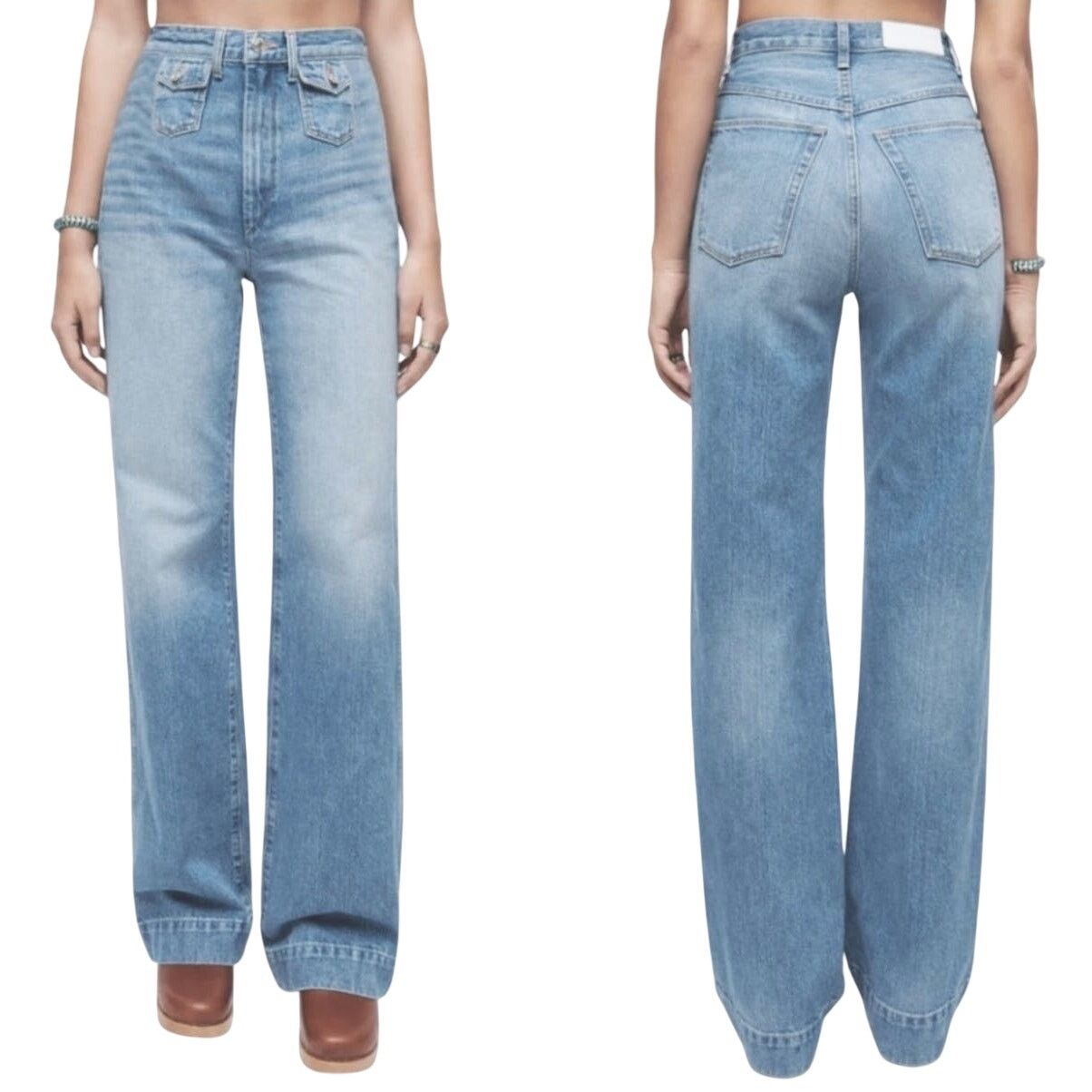 RE/DONE RE/DONE Hight Waist Wide-Leg Blue Jeans | Size 24 Size 25" / US 0 / IT 36 - 4 Thumbnail