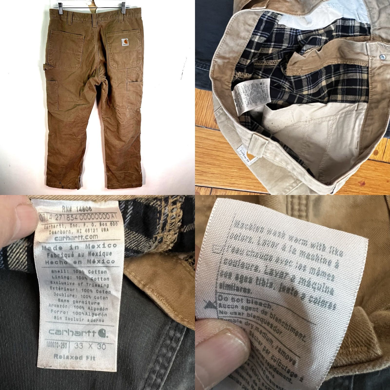 Carhartt VINTAGE Carhartt Lined Carpenter Pants Mens Size 33x30 Brown Canvas Relaxed Fit Workwear 90s Size US 33 - 8 Thumbnail