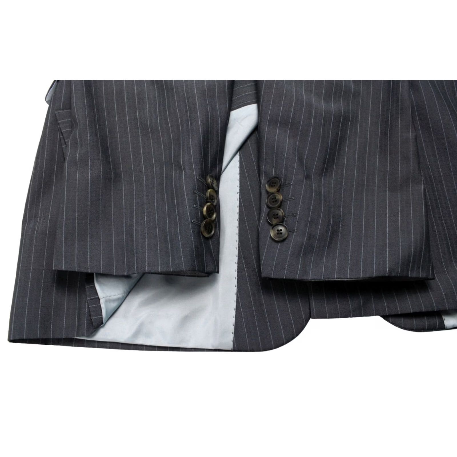 Hugo Boss HUGO BOSS Rossellini/Movie Blazer Men's LARGE Virgin Wool Pinstriped Lined Blazer Mens Blue Pinstripe Wool Notch Lapel 3 Buttons Regular Bottom Vented Size 42R - 5 Thumbnail